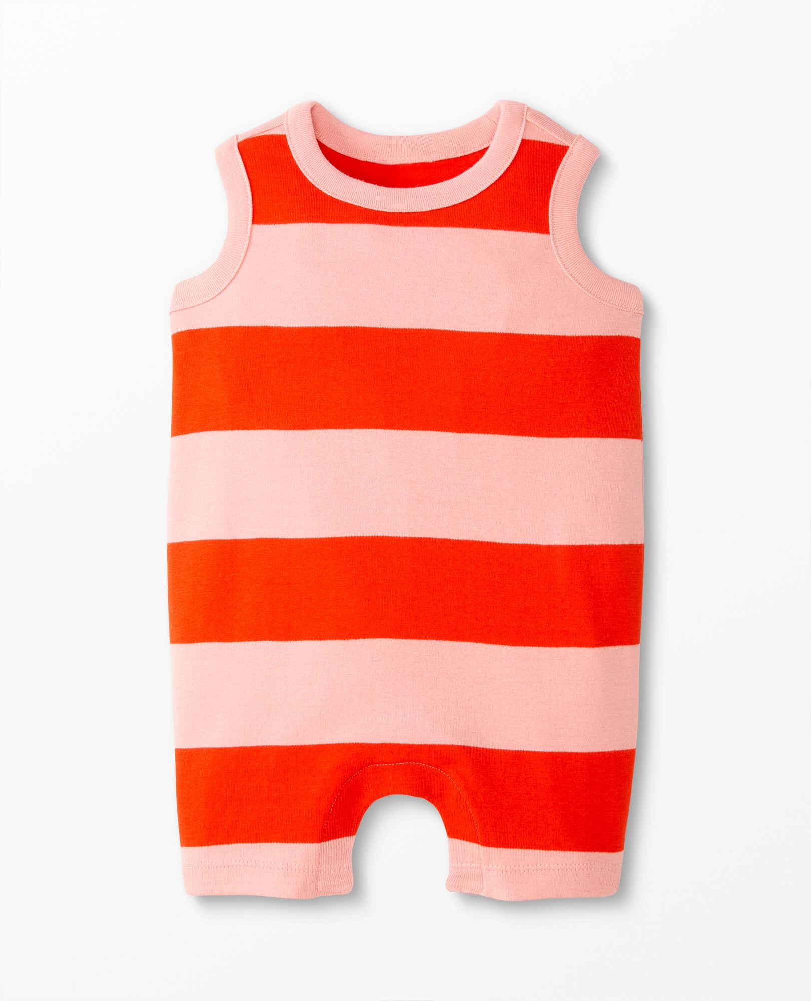 Baby Striped Tank Romper In Organic Cotton