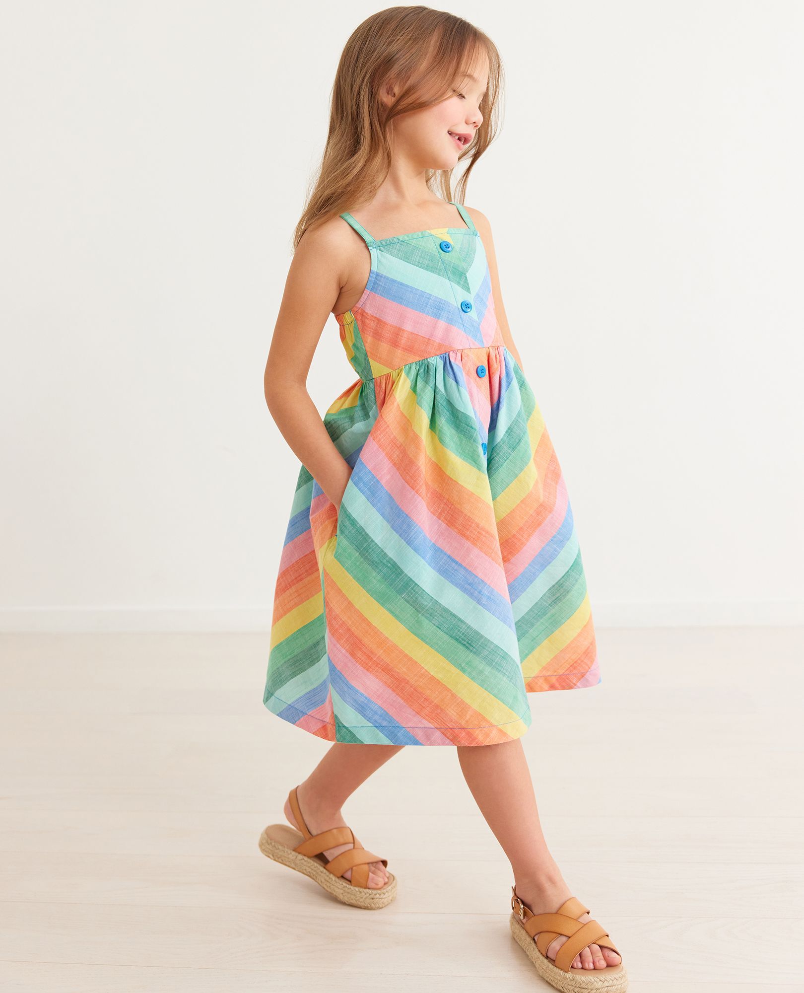 Striped Poplin Midi Dress