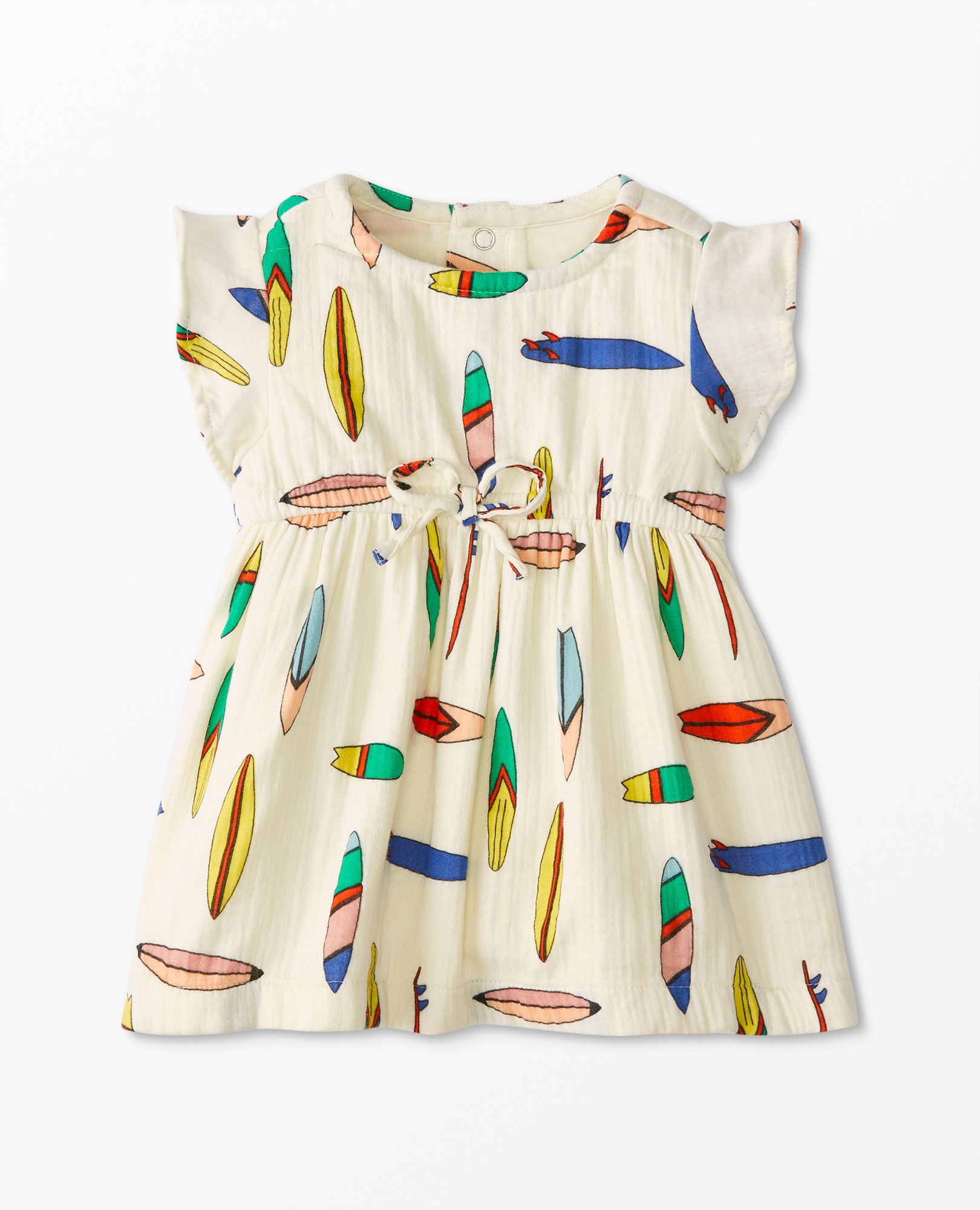 Baby Flutter Sleeve Muslin Dress