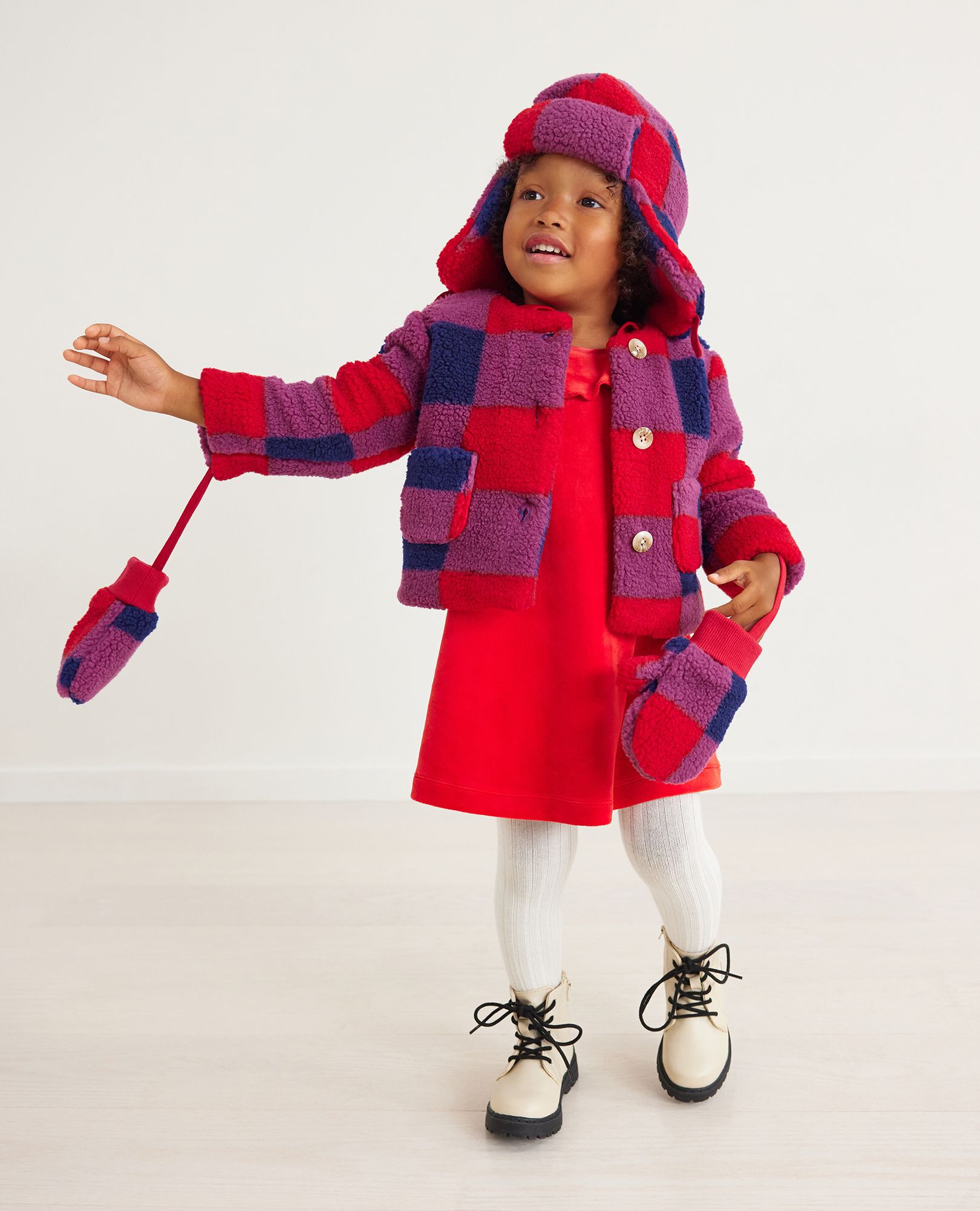 Baby Faux Shearling Hat & Mittens Set
