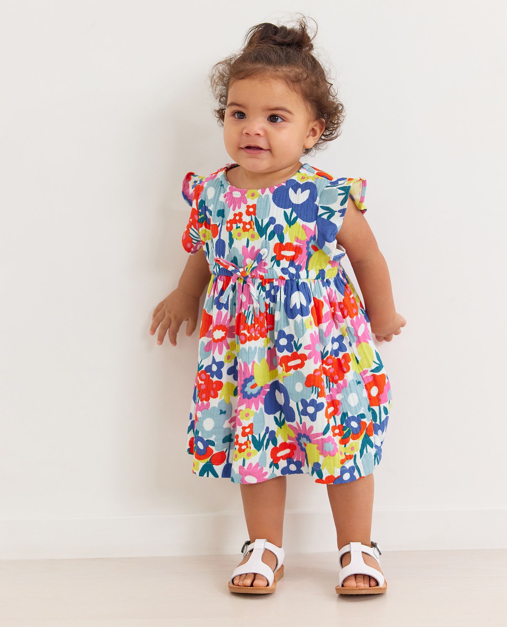 Baby Flutter Sleeve Muslin Dress