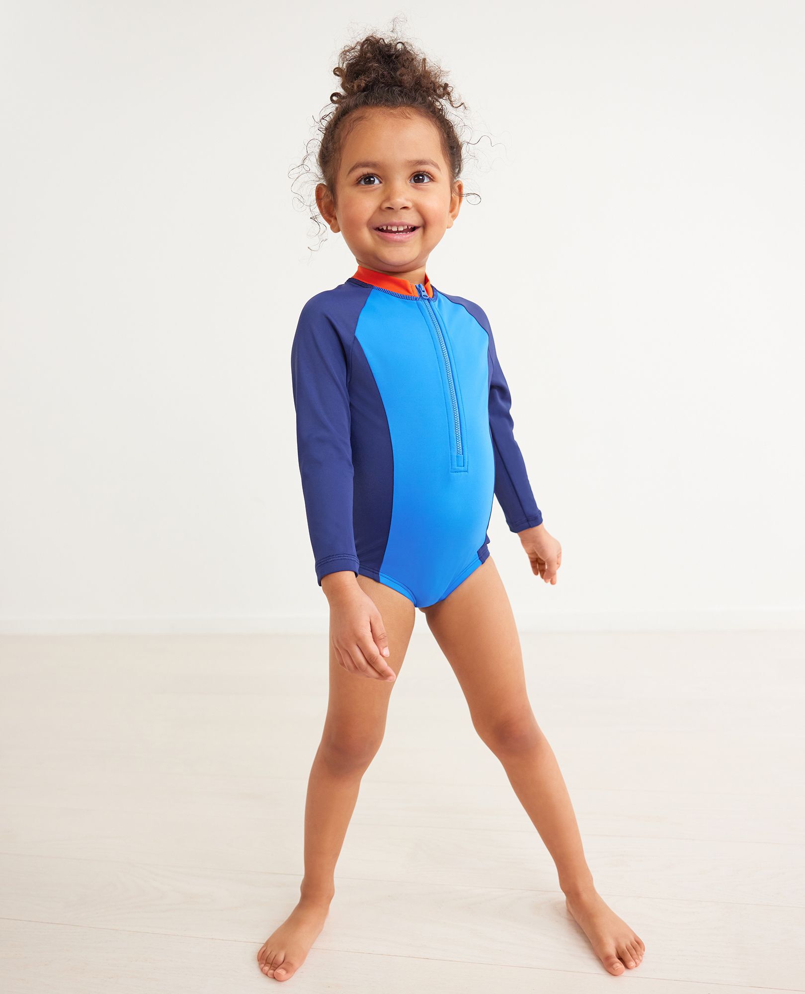 Colorblock Rash Guard One Piece Swimsuit