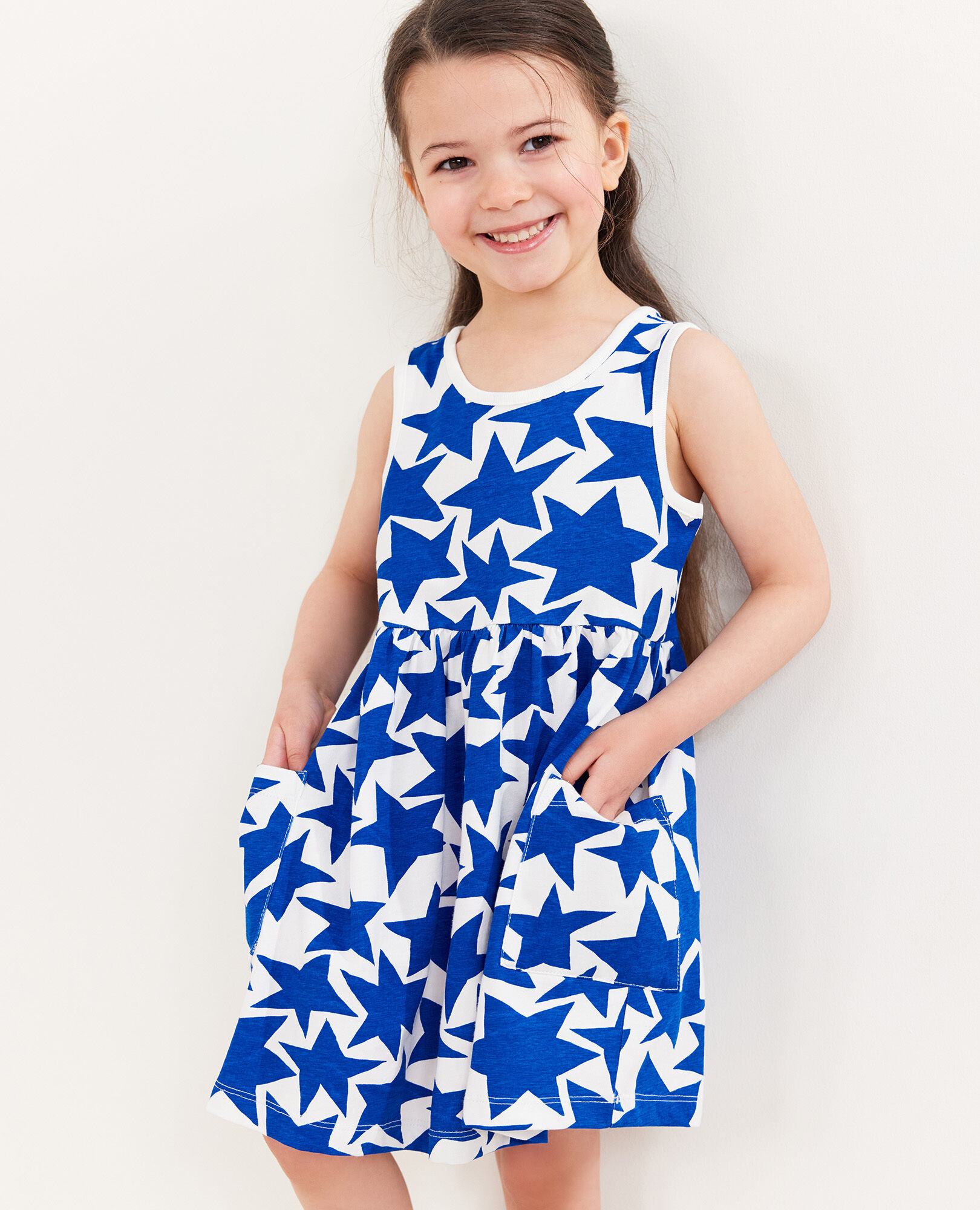 Sleeveless Print Pocket Dress