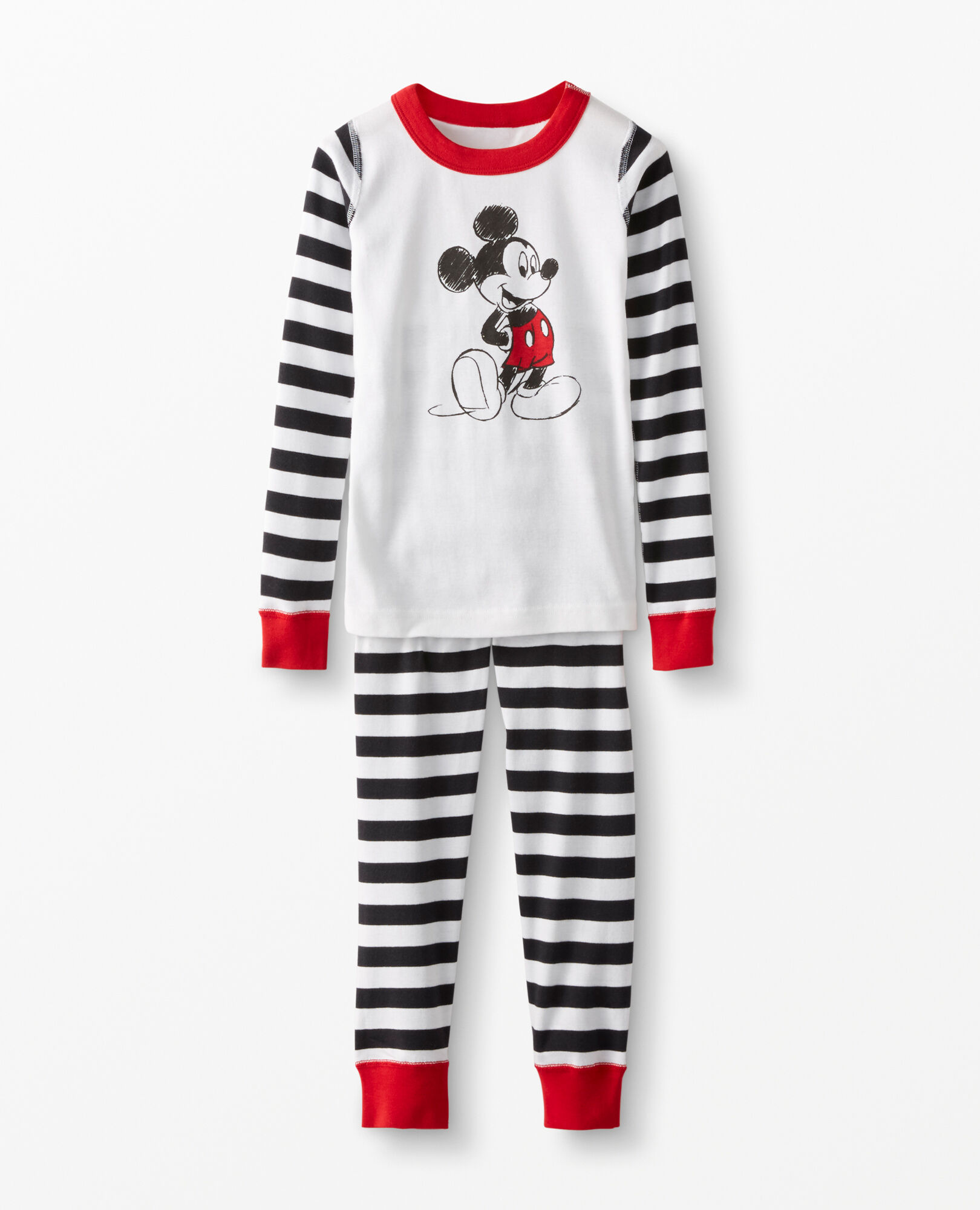 Disney Mickey Mouse Striped Long John Pajama Set