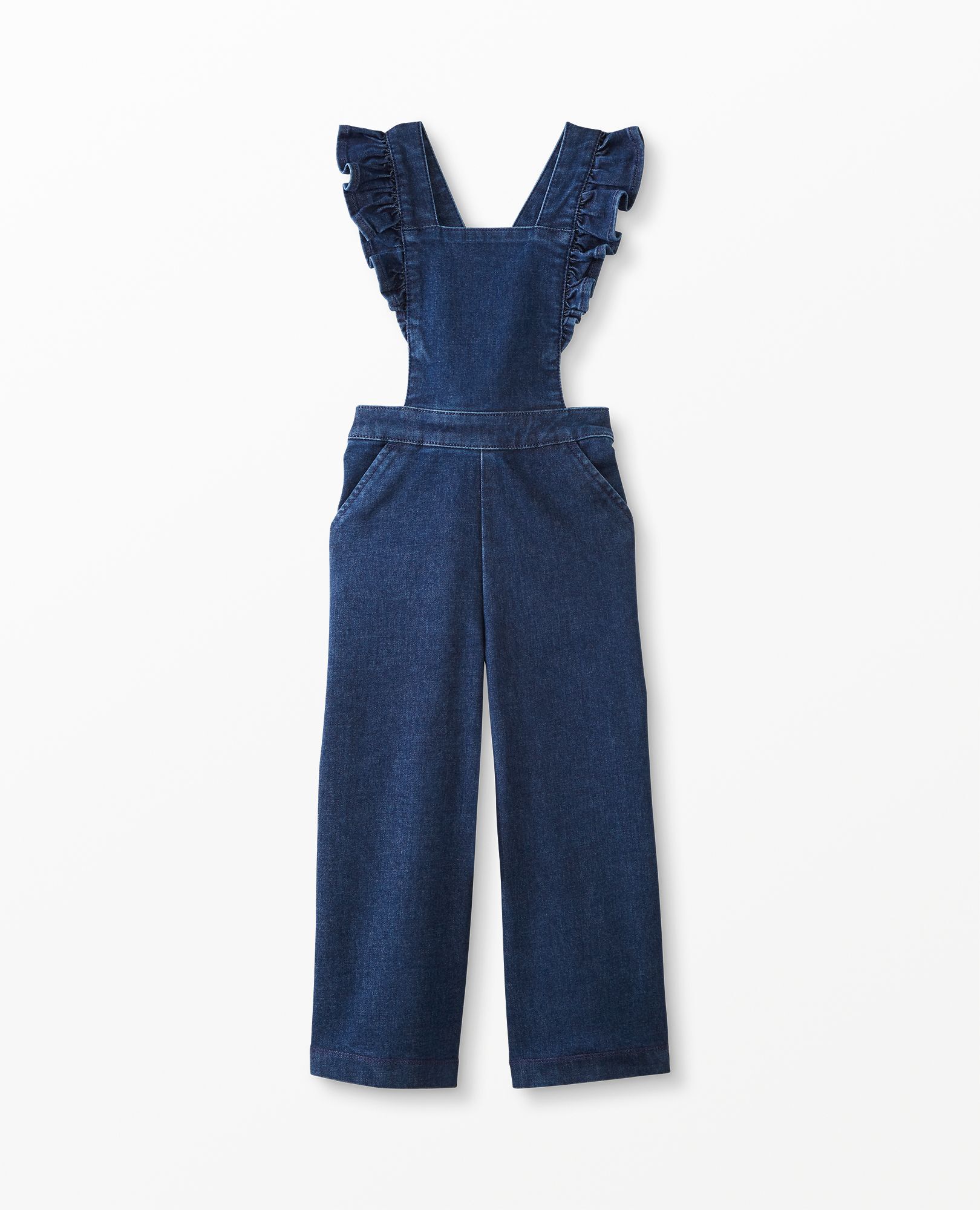 Ruffle Jumpsuit In Stretch Denim