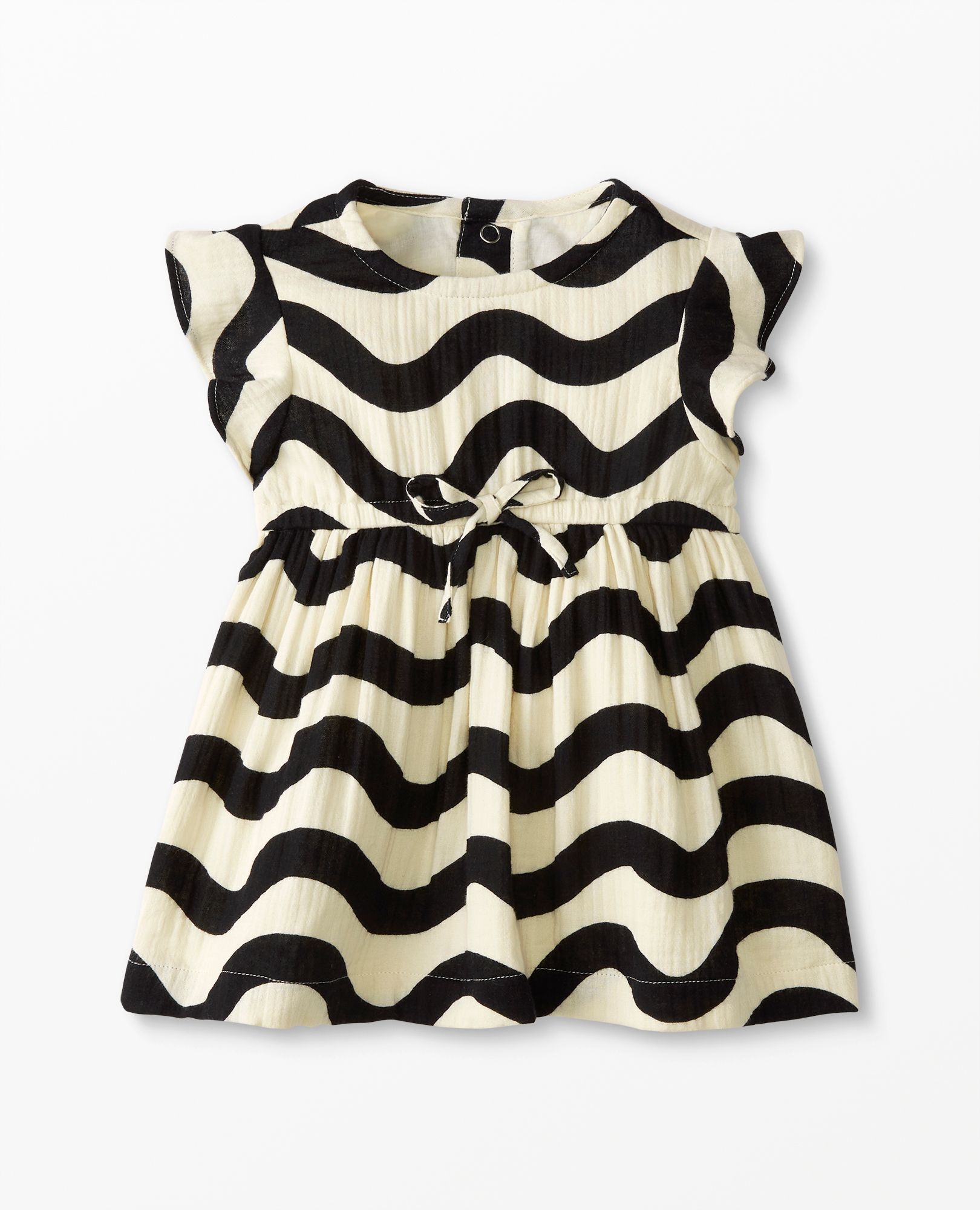 Baby Flutter Sleeve Muslin Dress