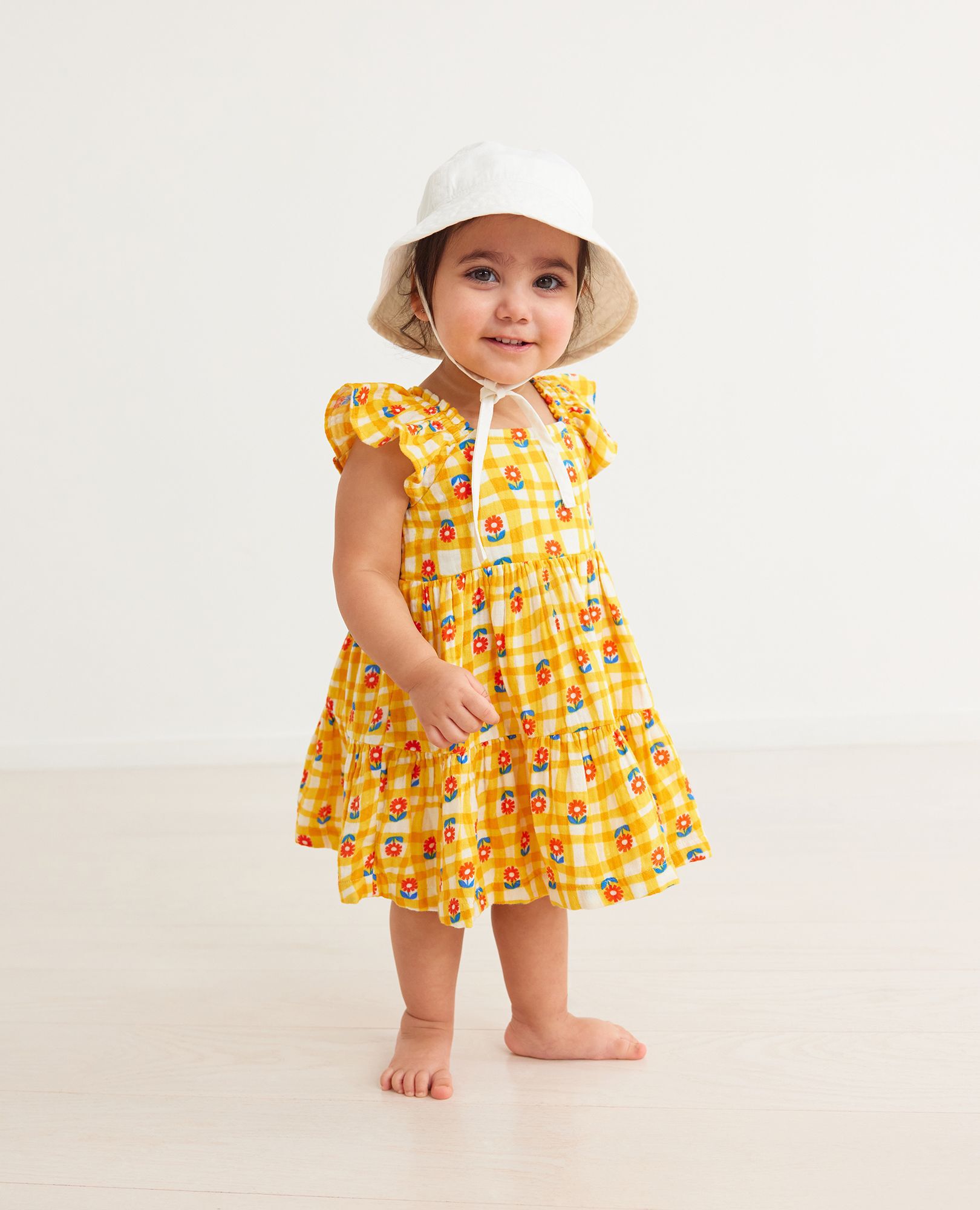 Baby Flutter Sleeve Muslin Dress