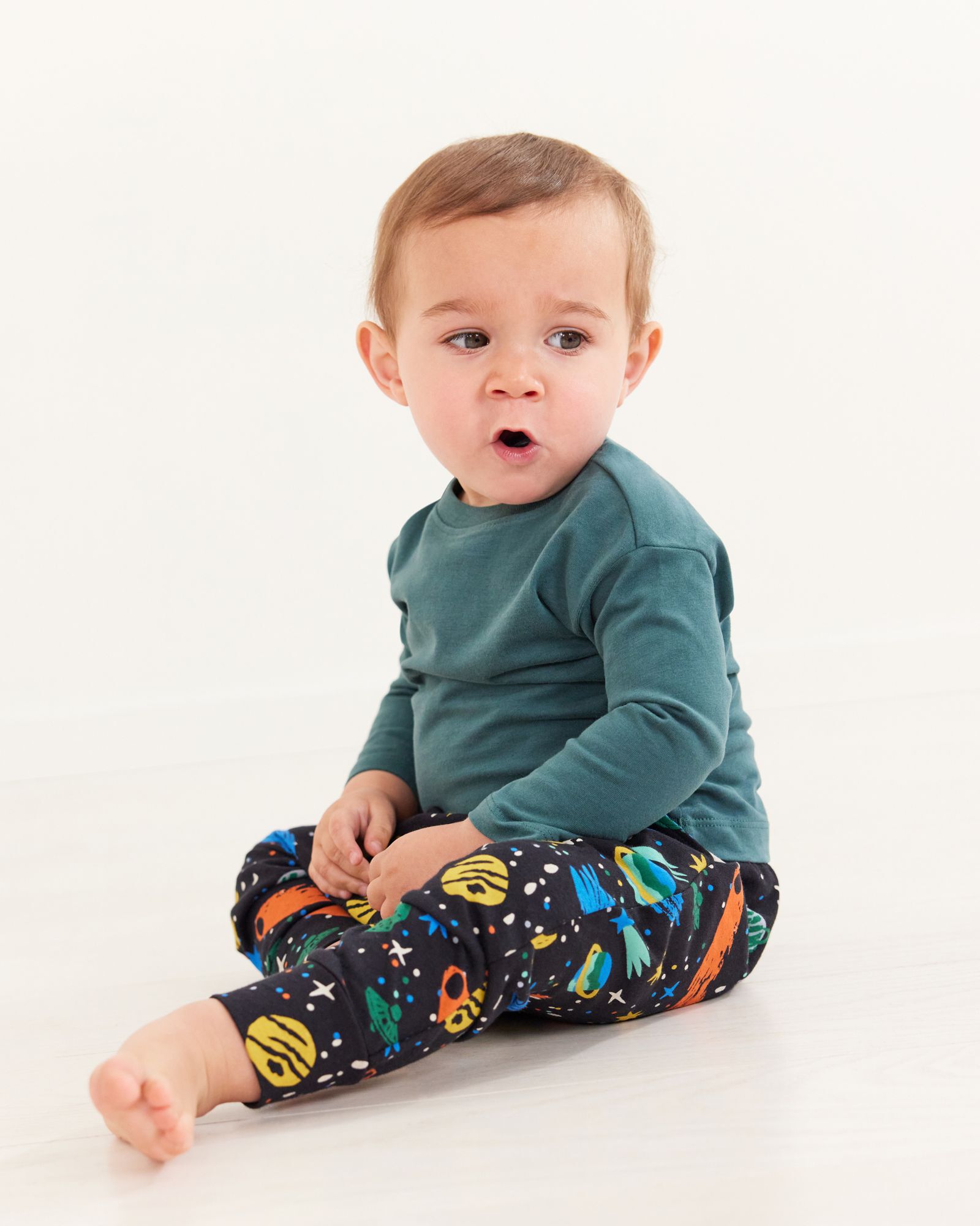 Baby Print Knit Jogger In Combed Cotton