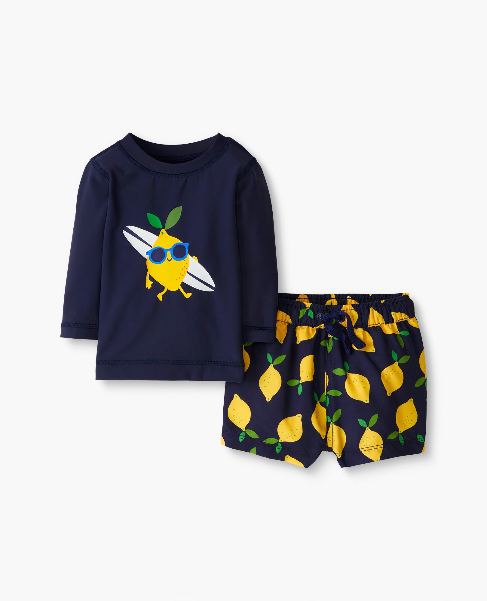 Baby Graphic Rash Guard Top & Board Shorts Set