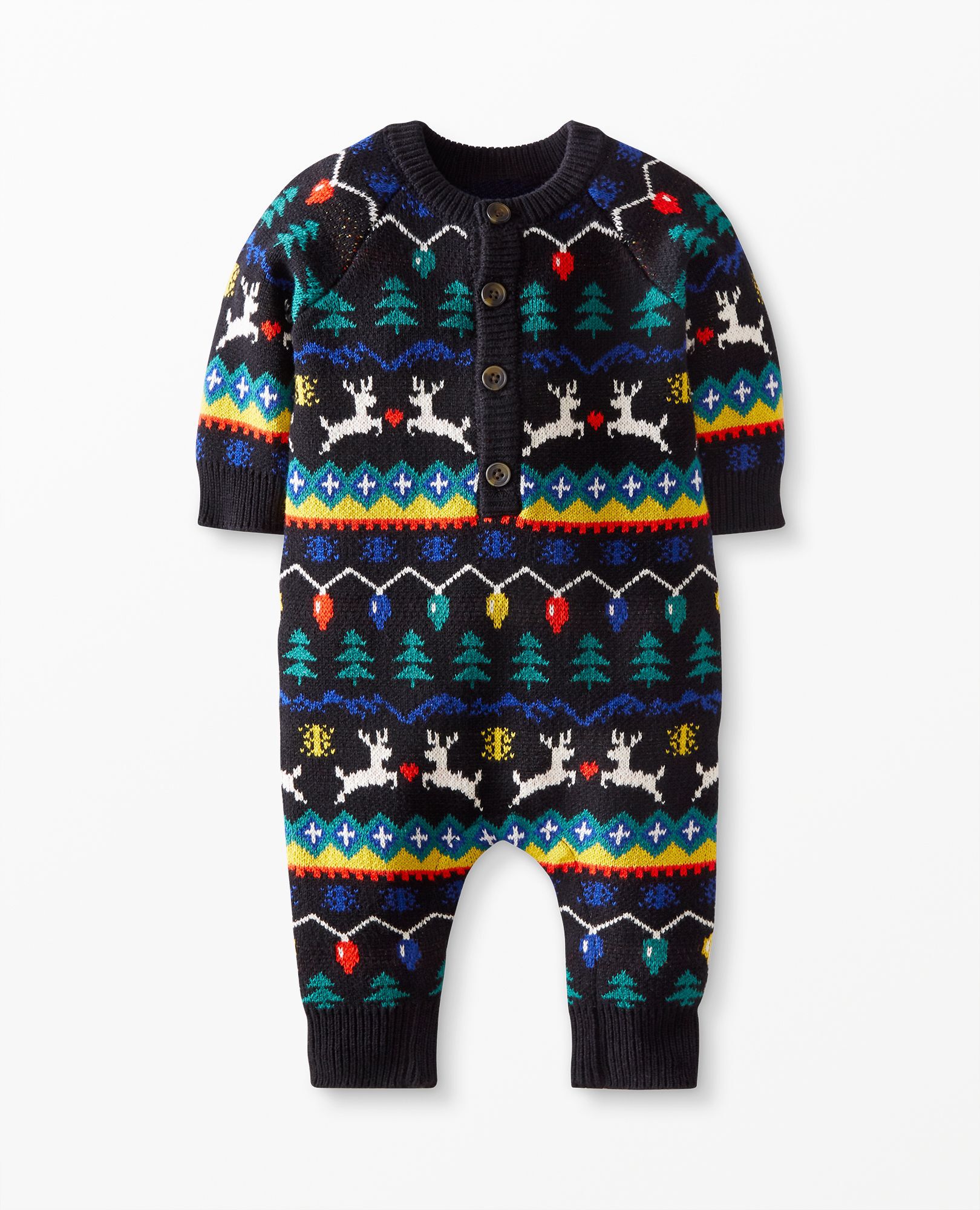Baby Holiday Romper In Combed Cotton
