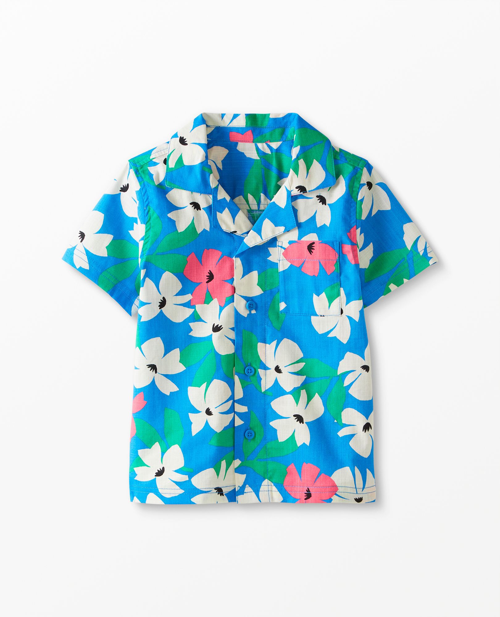 Print Button Up In Cotton Poplin