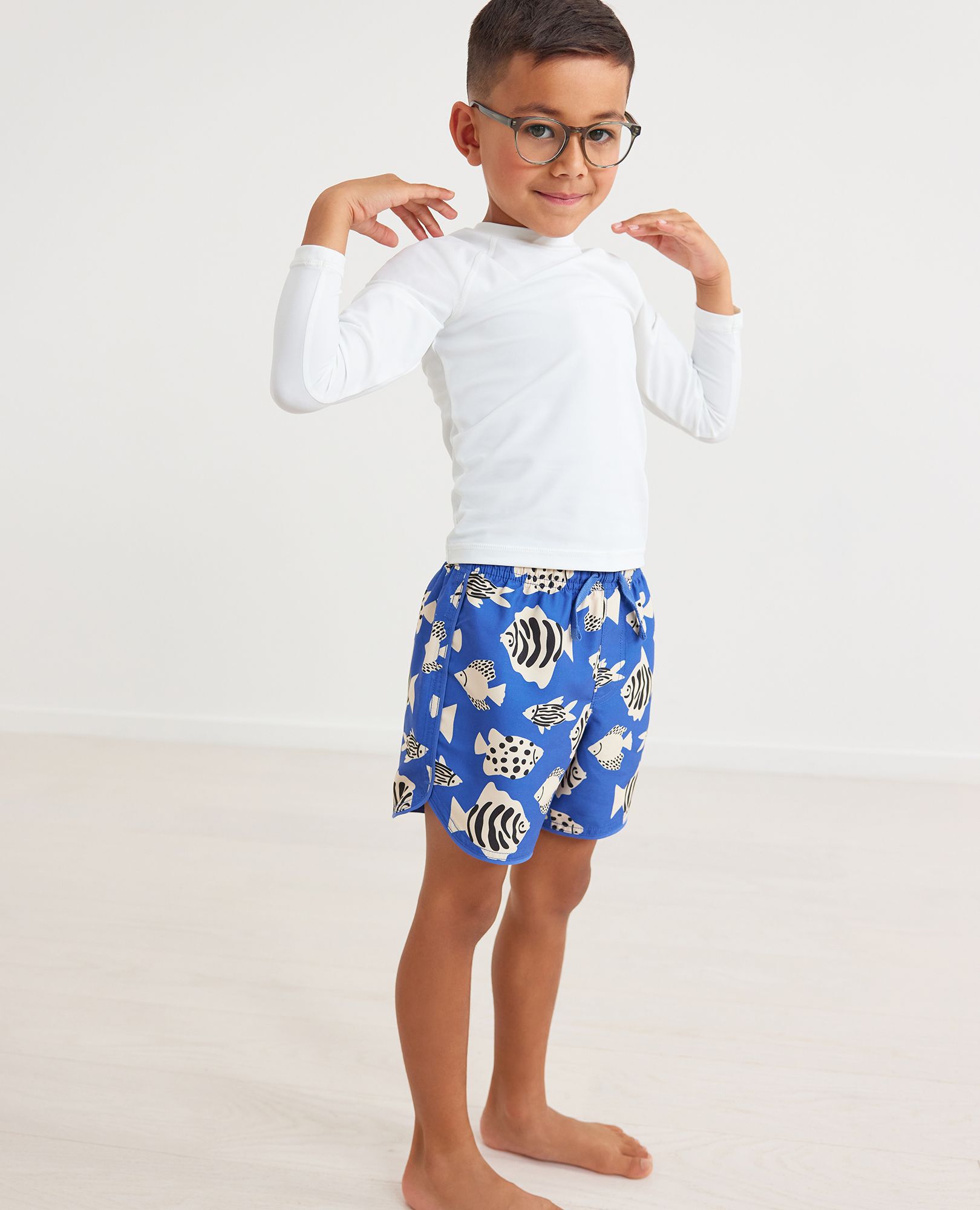 Print Dolphin Vent Swim Trunks