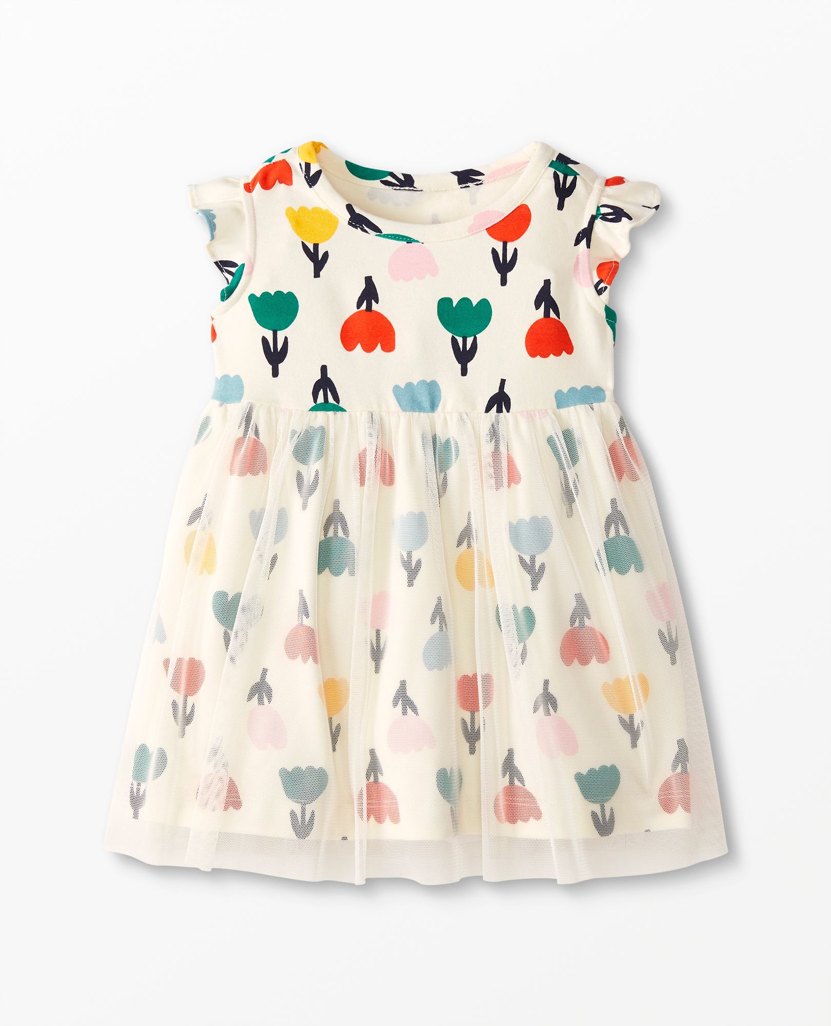 Baby Flutter Sleeve Tulle Dress