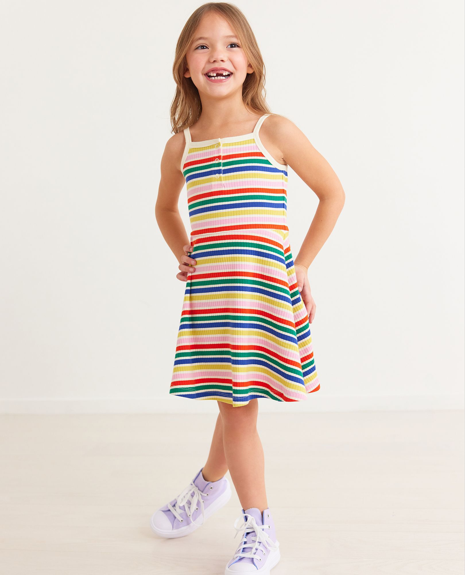 Striped Cami Fit & Flare Dress