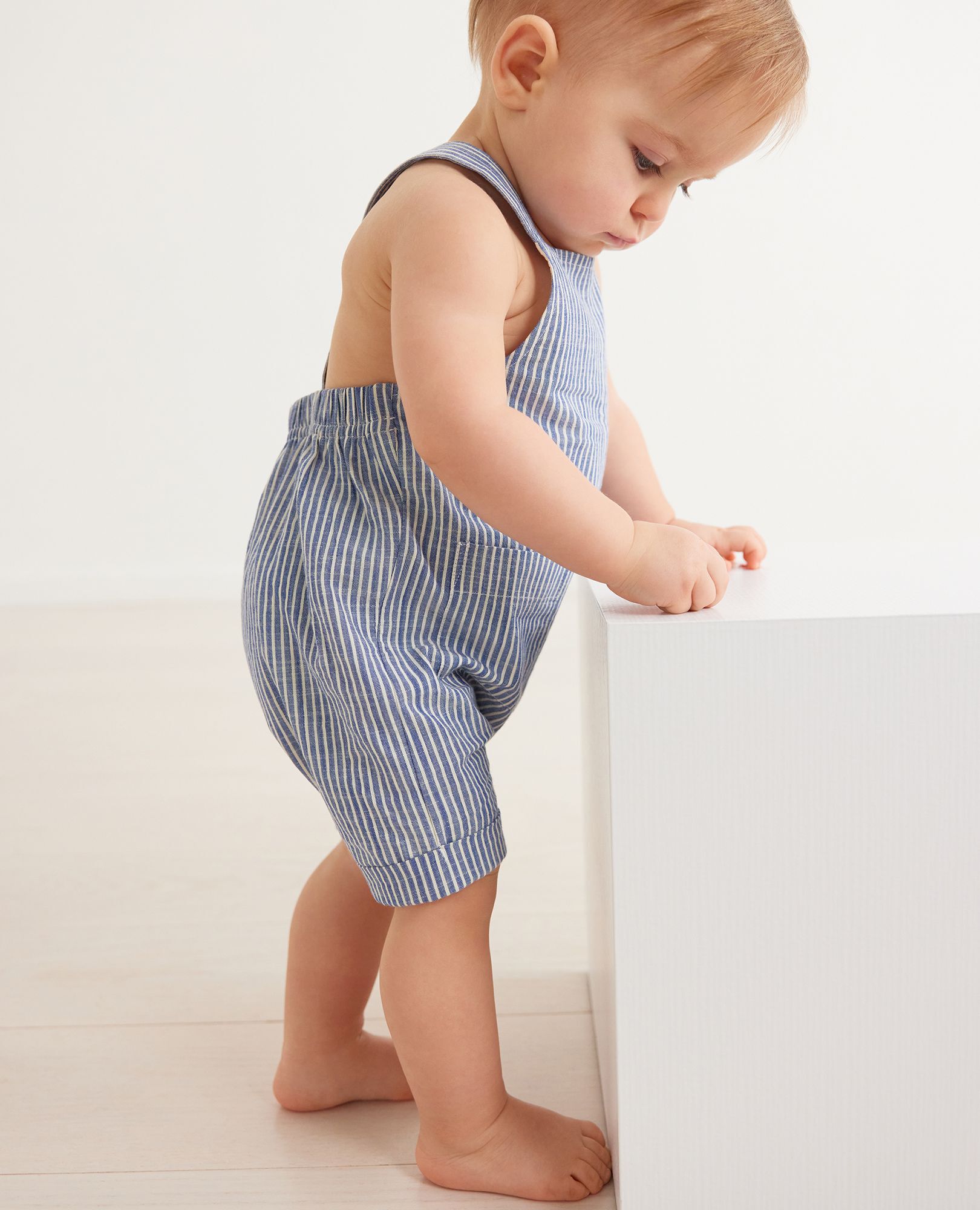 Baby Print Overalls In Slub Poplin