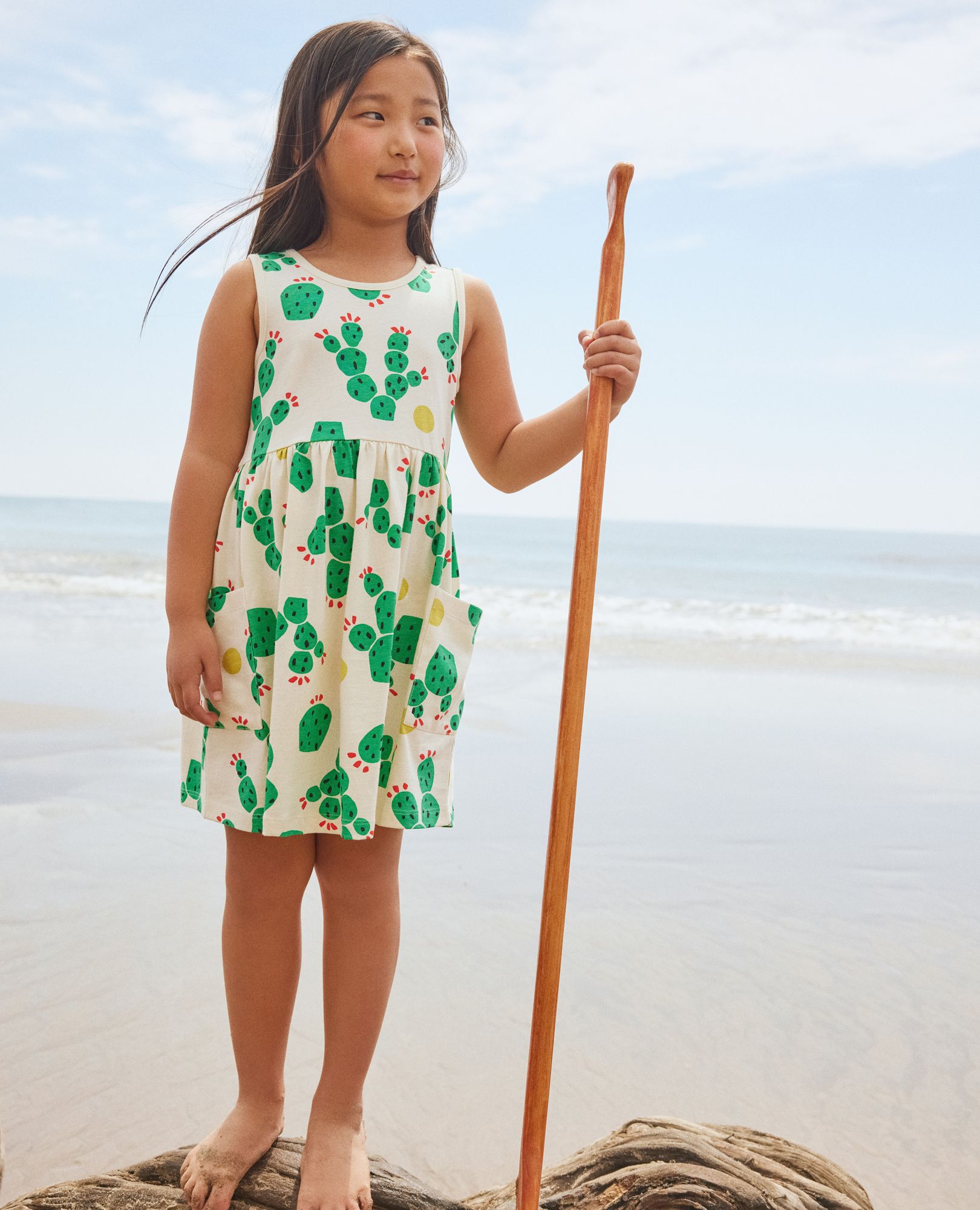 Sleeveless Print Pocket Dress
