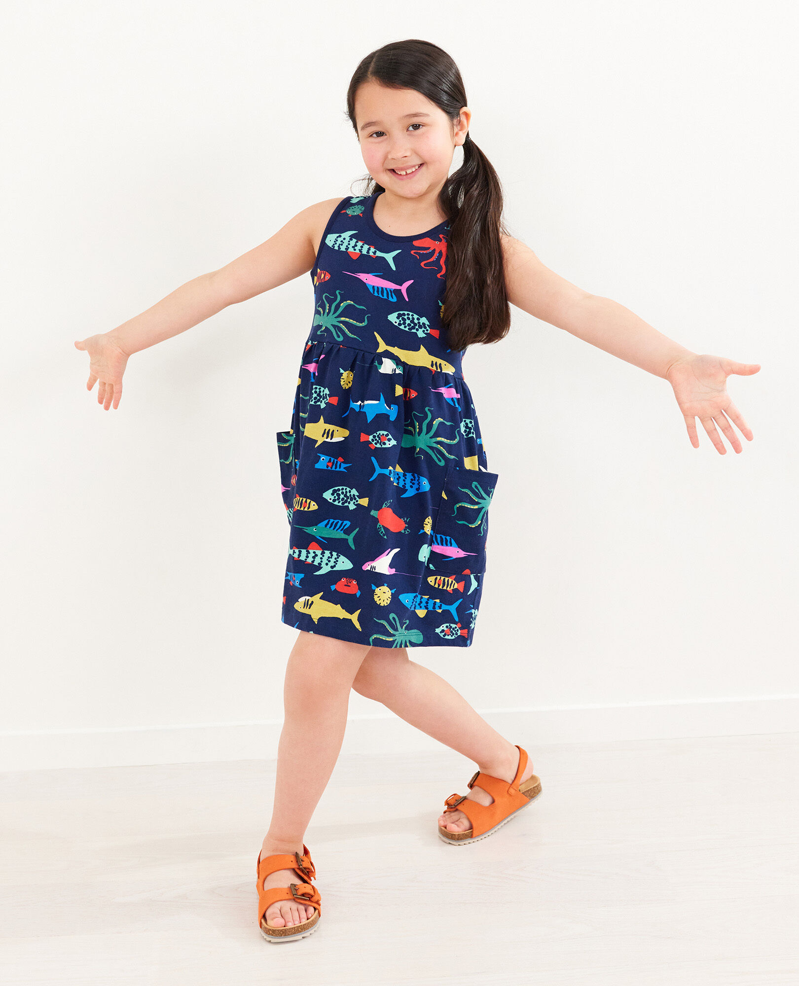 Sleeveless Print Pocket Dress