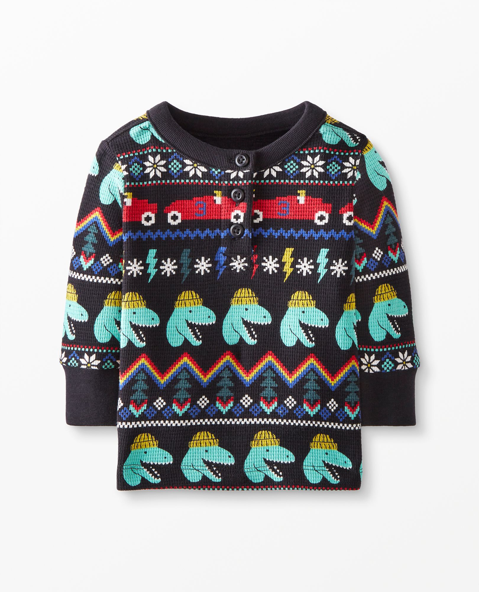 Baby Fair Isle Waffle Knit Henley Top