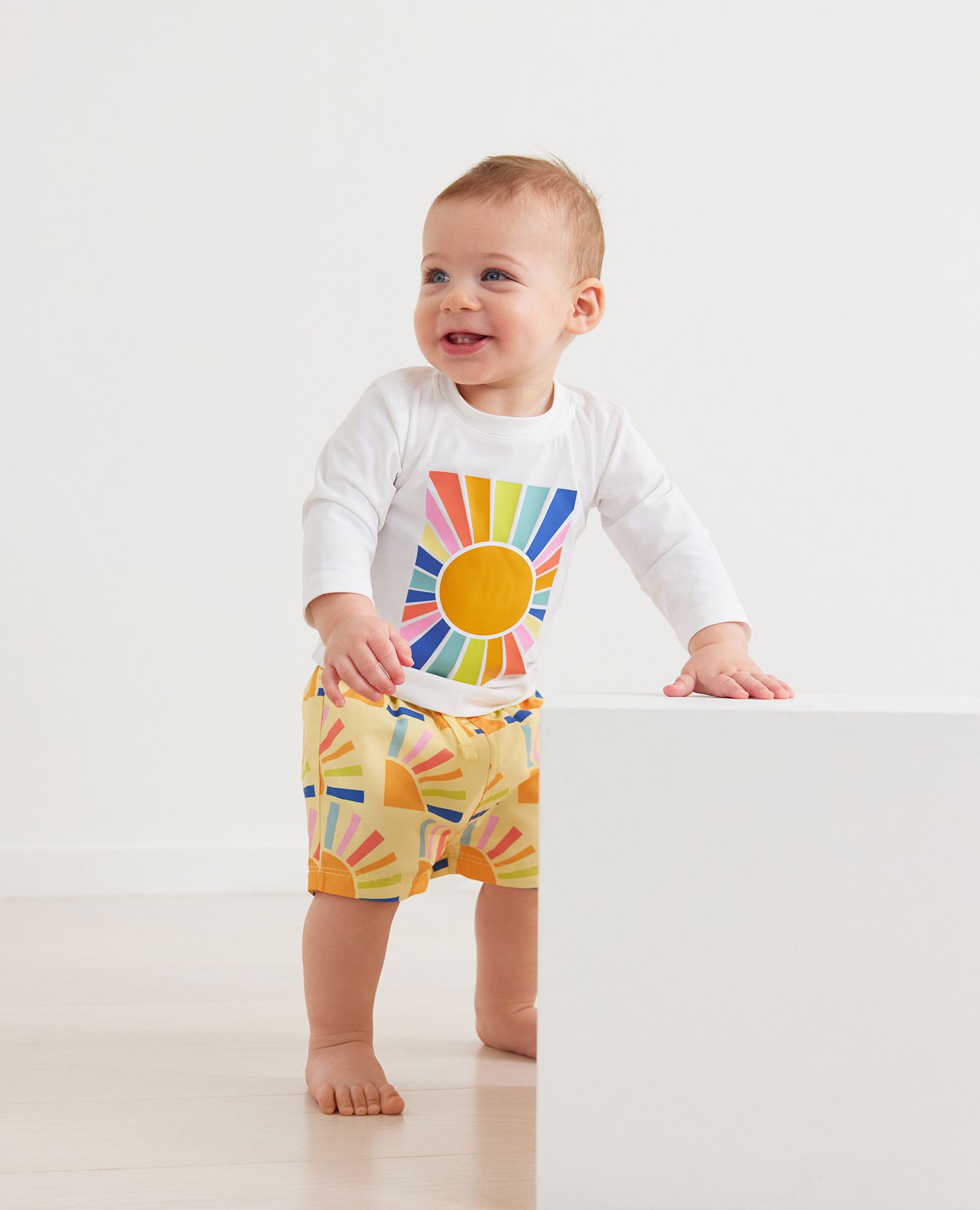 Baby Graphic Rash Guard Top & Board Shorts Set