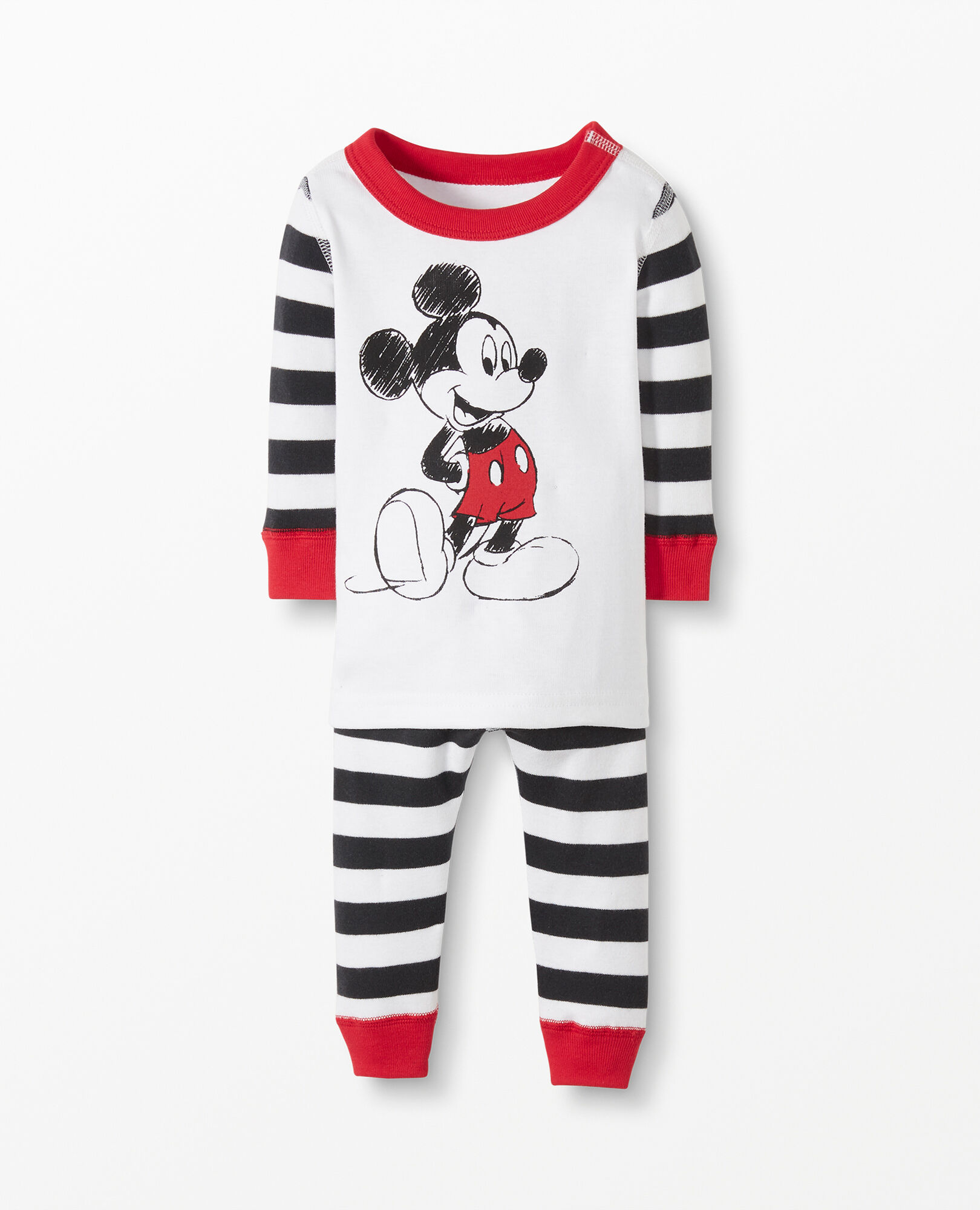 Disney Mickey Mouse Striped Long John Pajama Set