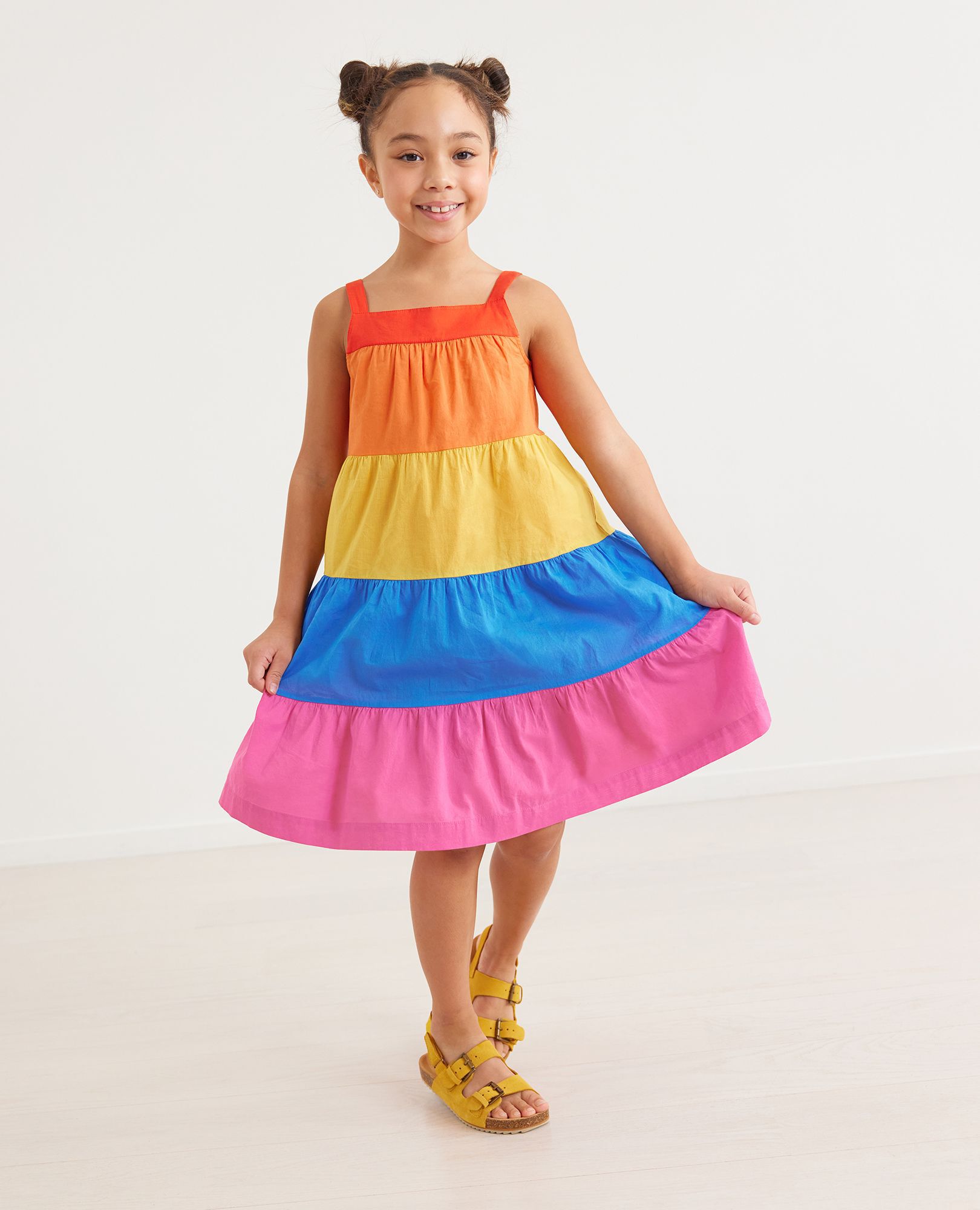 Colorblock Rainbow Tiered Dress