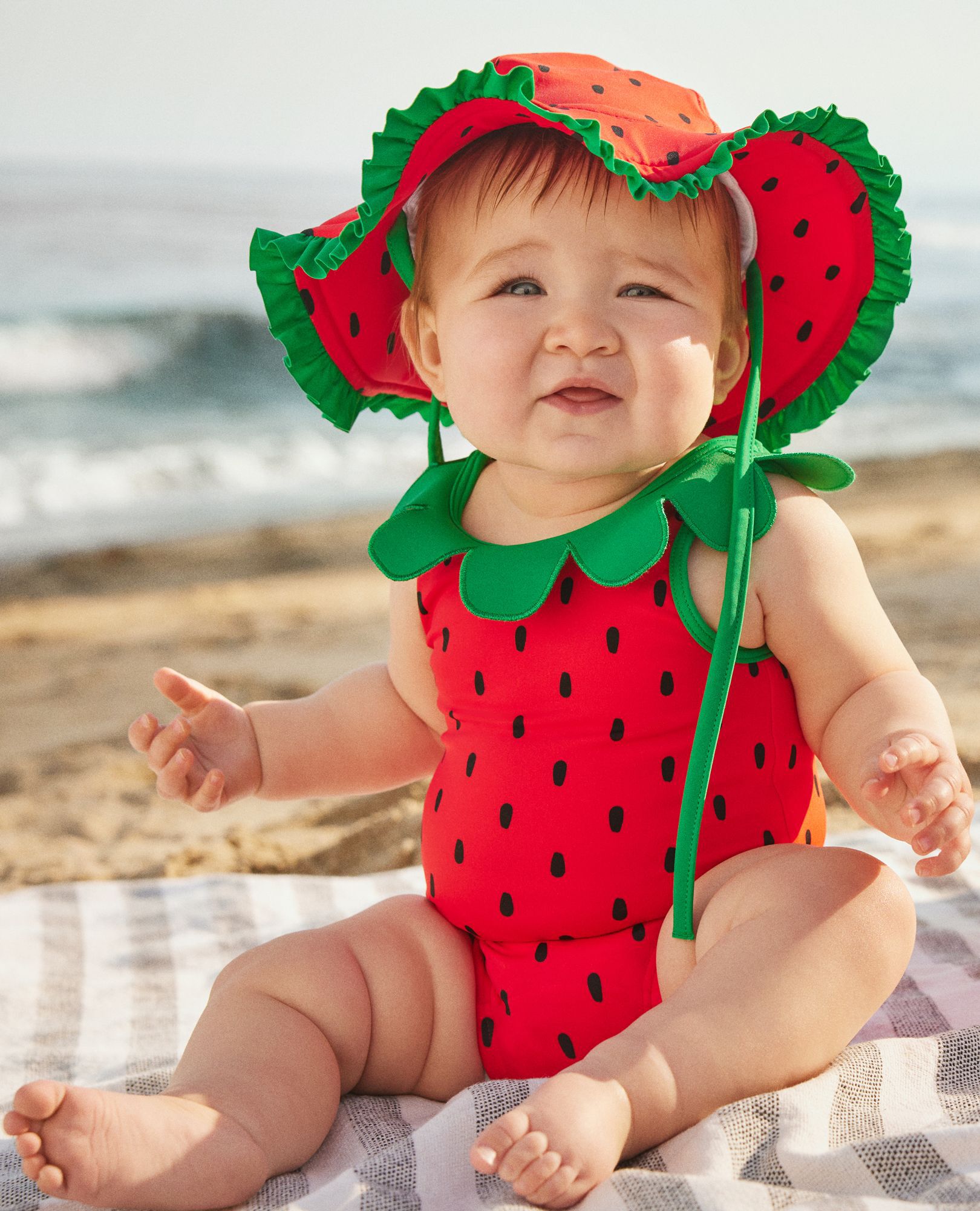 Baby One Piece Swimsuit & Sun Hat Set