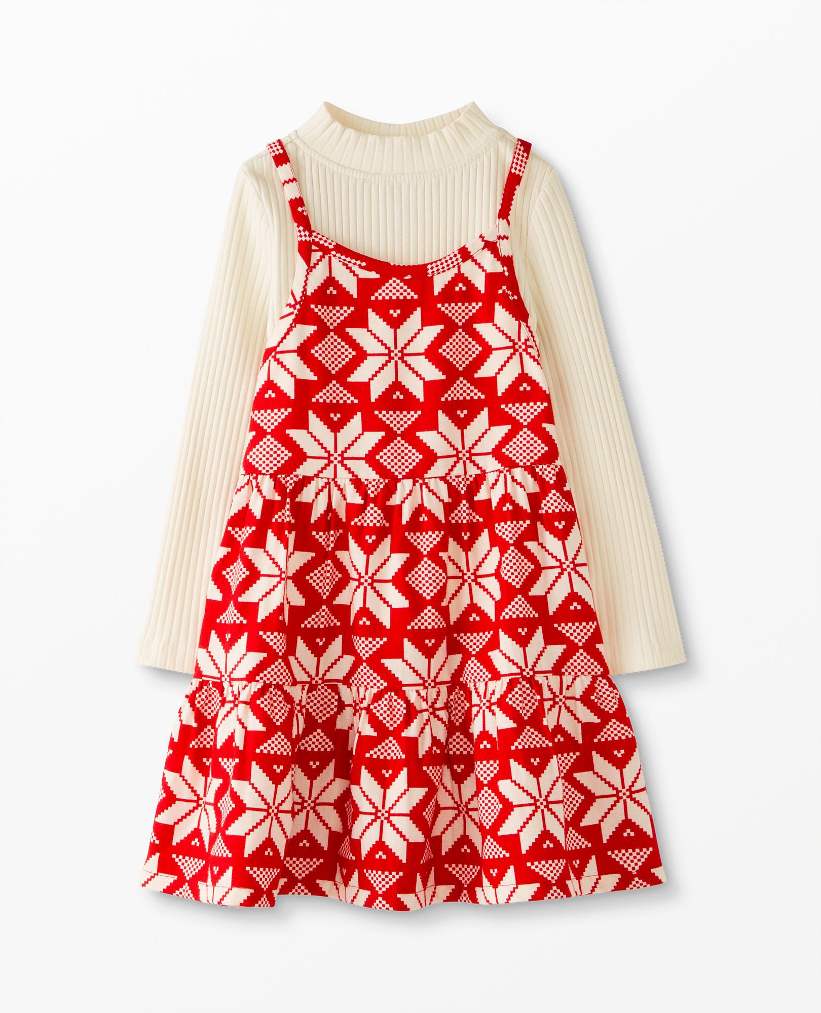 Flannelette Dress & Long Sleeve Knit Top Set