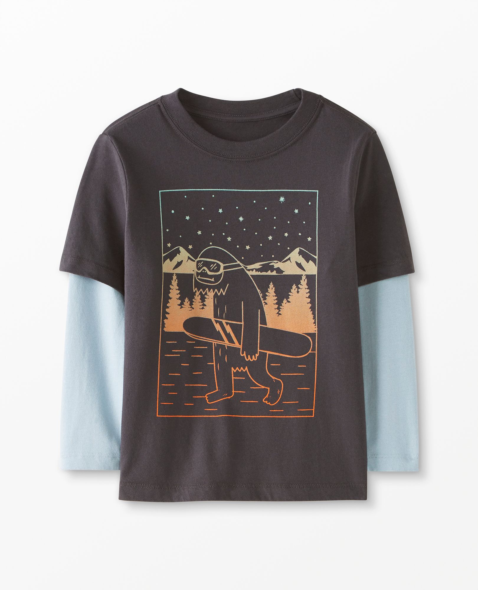 Faux Long Sleeve Graphic Tee In Cotton Jersey