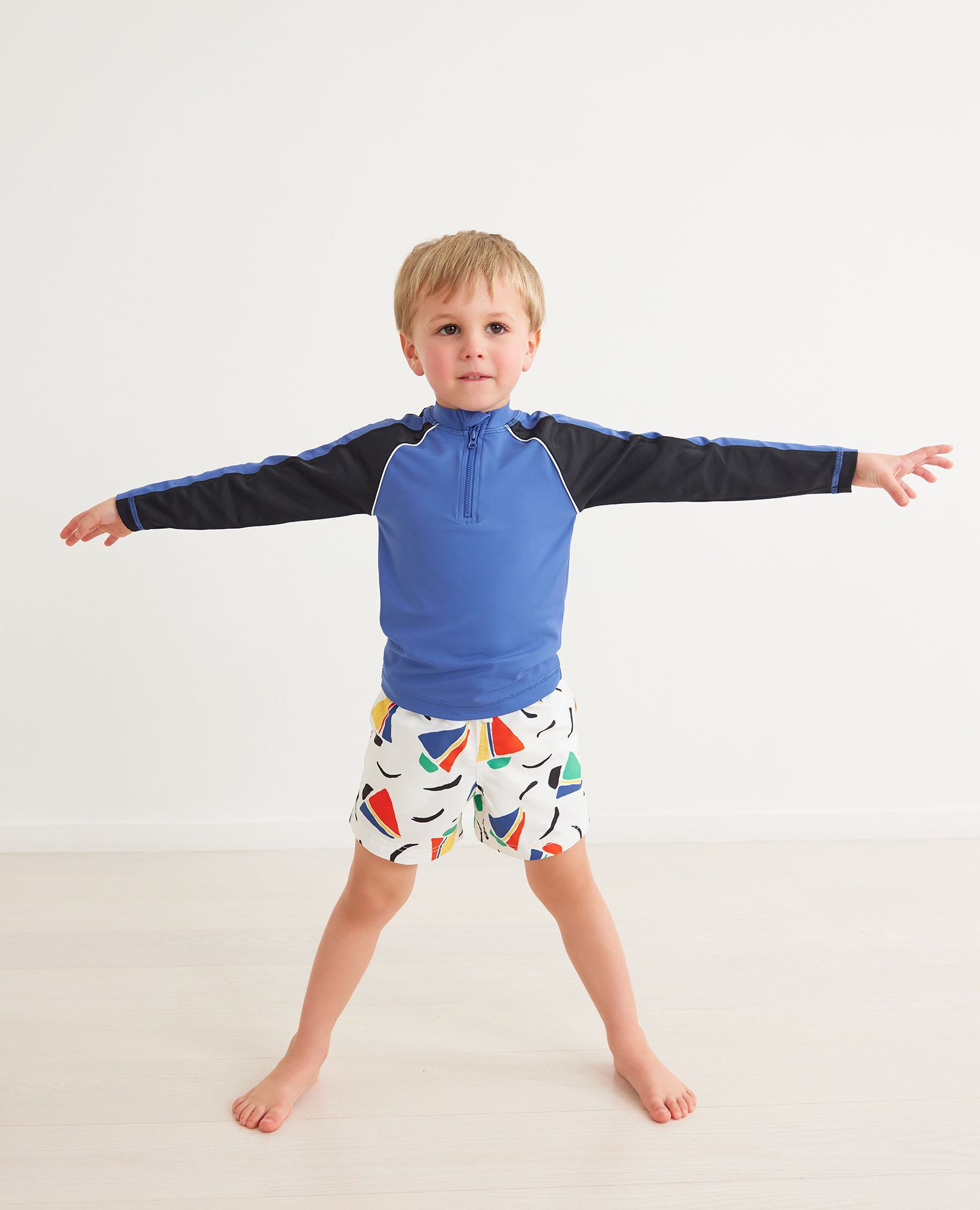 1/4 Zip Long Sleeve Colorblock Rash Guard Top