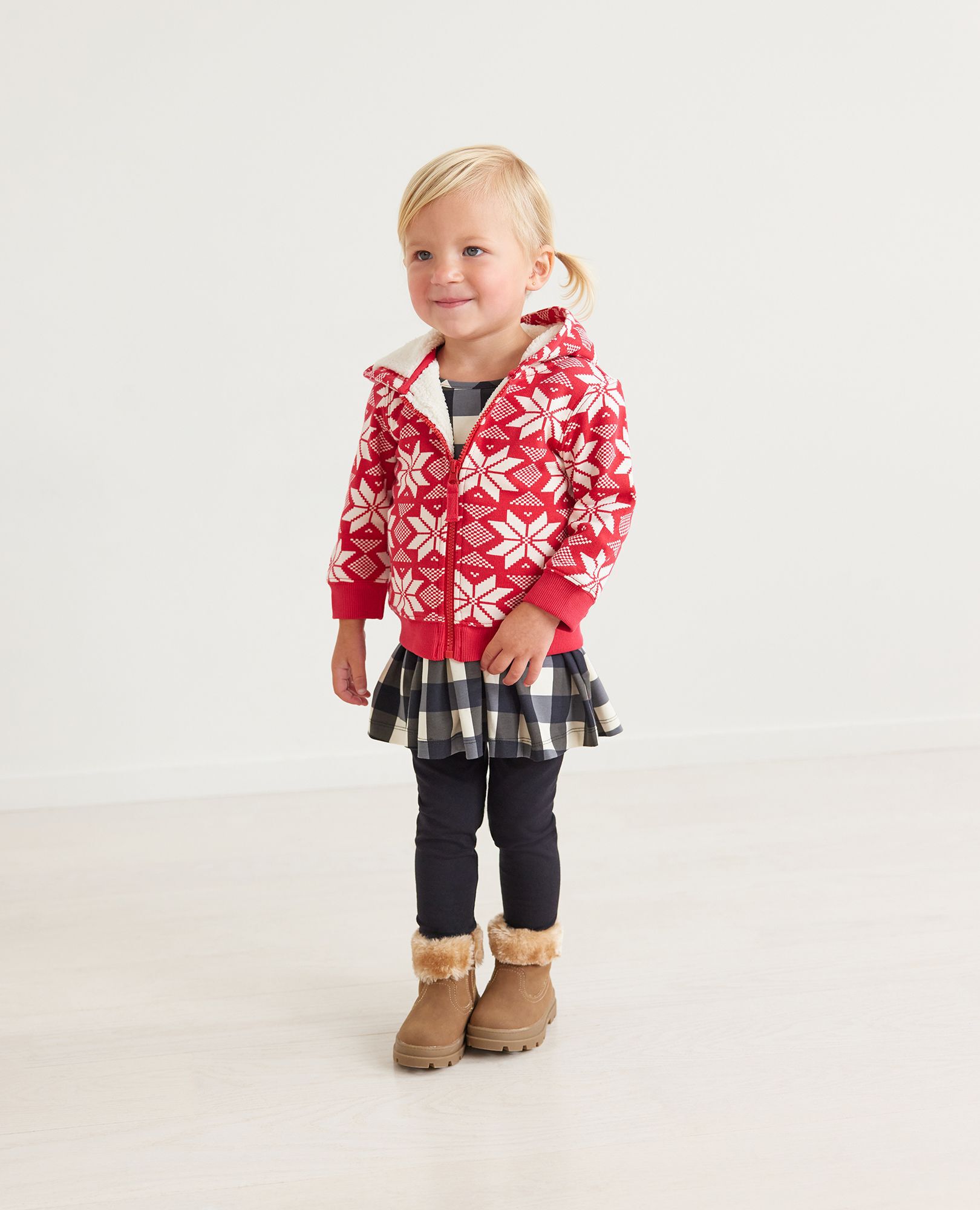 Baby Print Faux Shearling Lined Hoodie