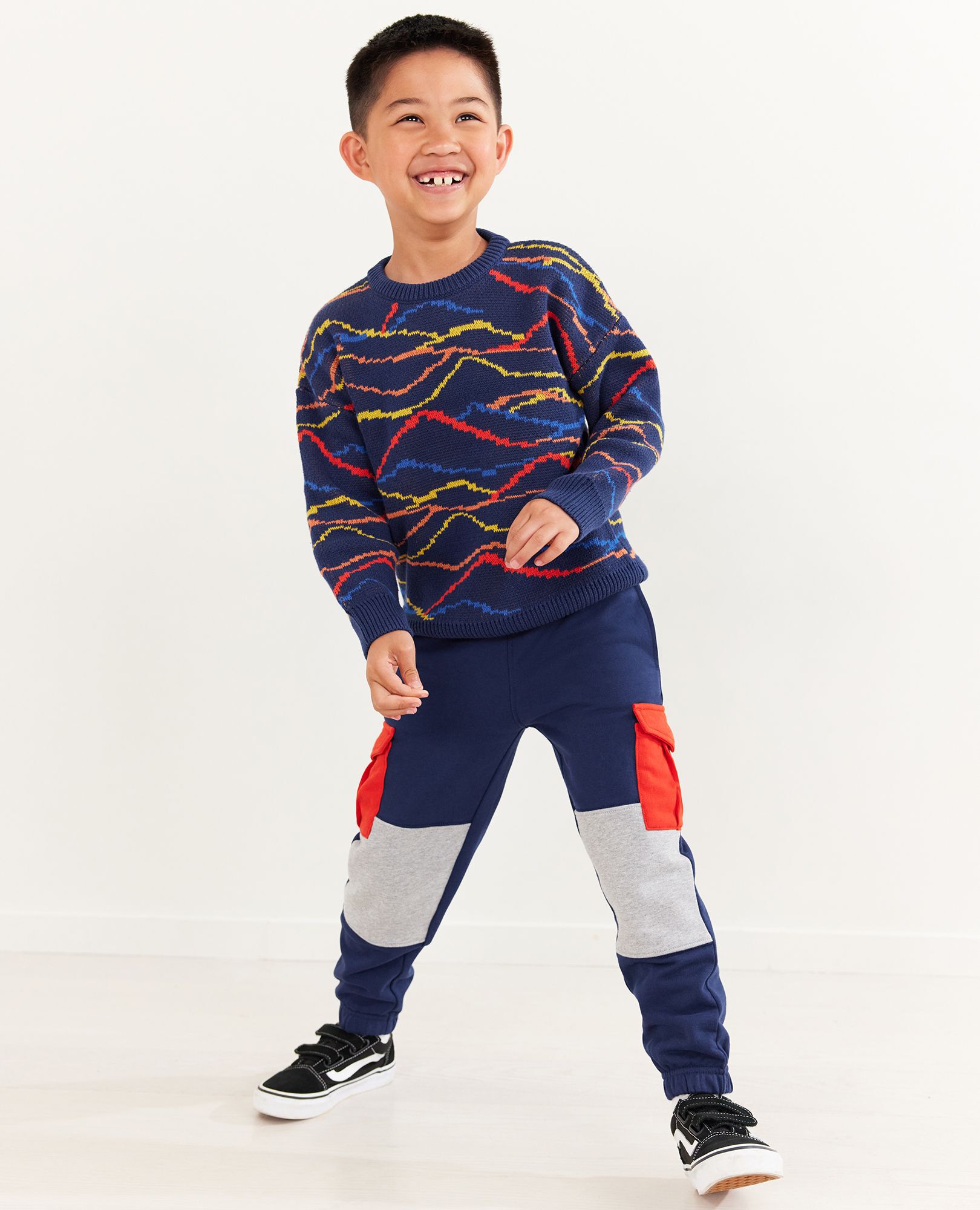 Intarsia Sweater In Combed Cotton