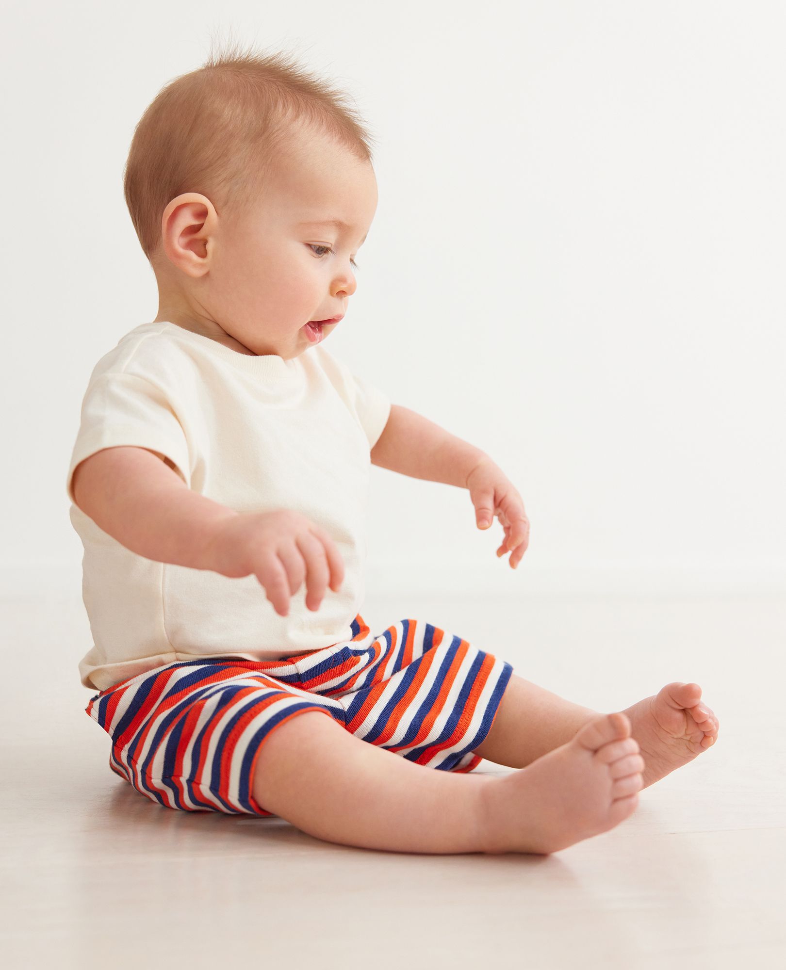 Baby Striped Shorts In Slub Cotton