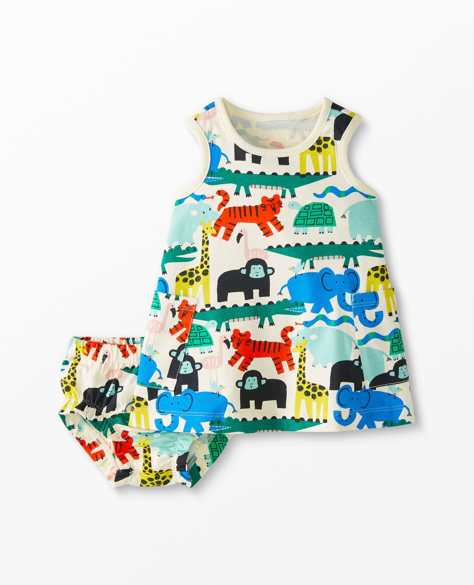 Baby Print Pocket Dress & Bloomer Set
