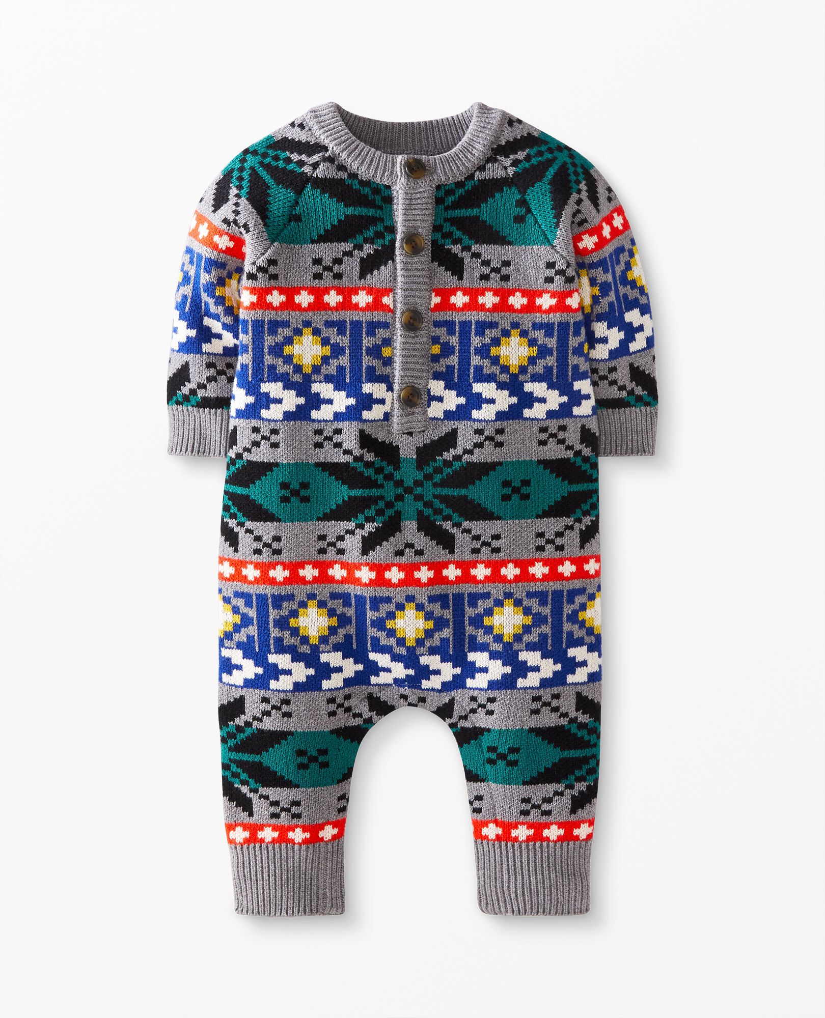 Baby Holiday Romper In Combed Cotton
