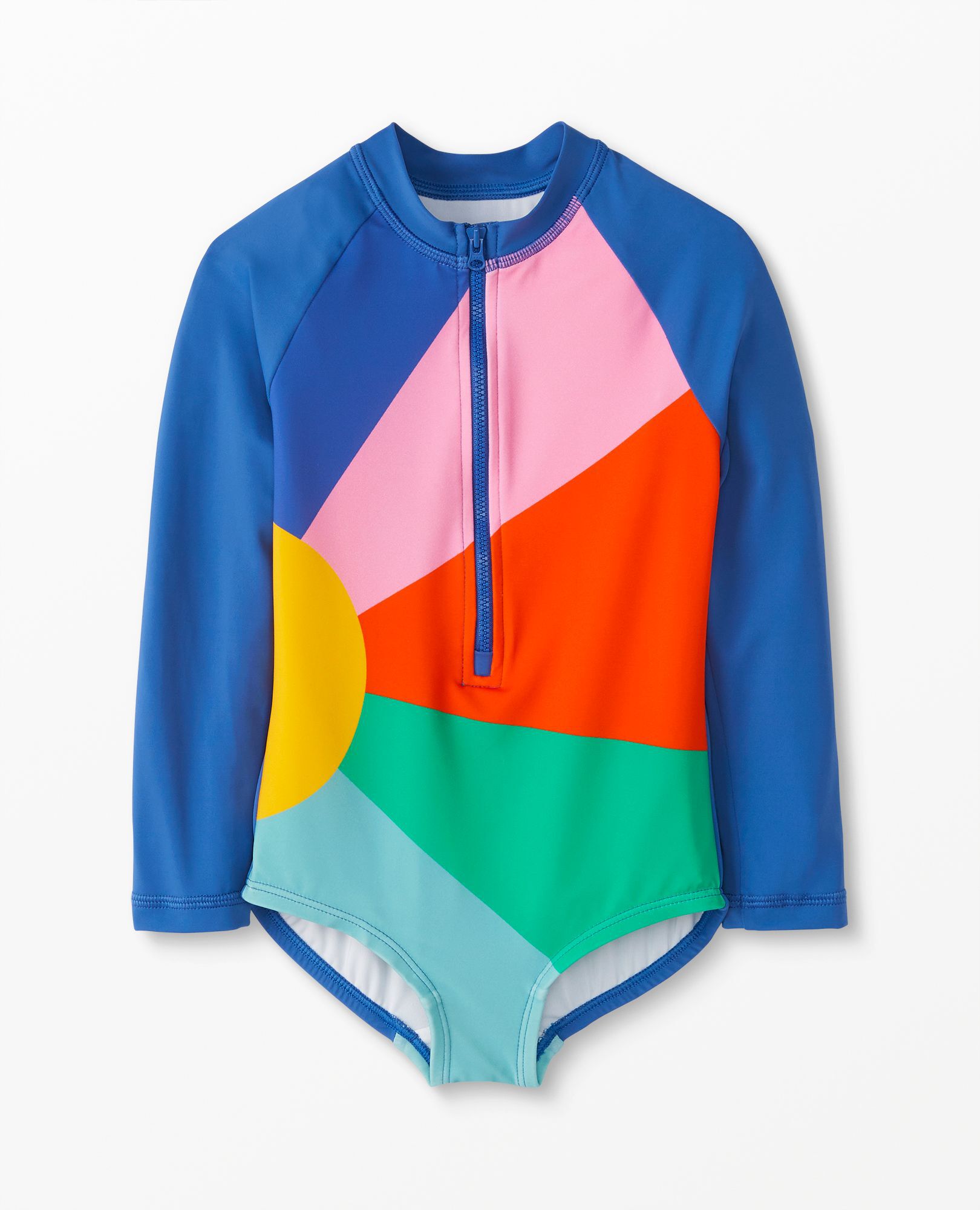Colorblock Horizon Rash Guard One Piece Swimsuit