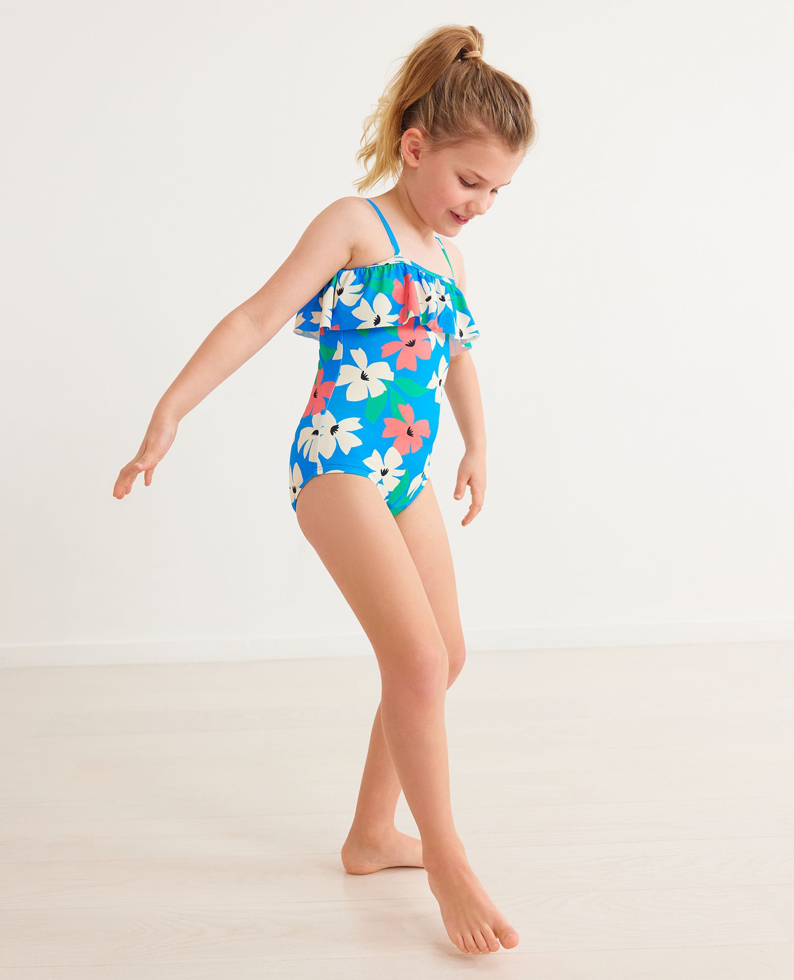 Print Ruffle One Piece Swimsuit