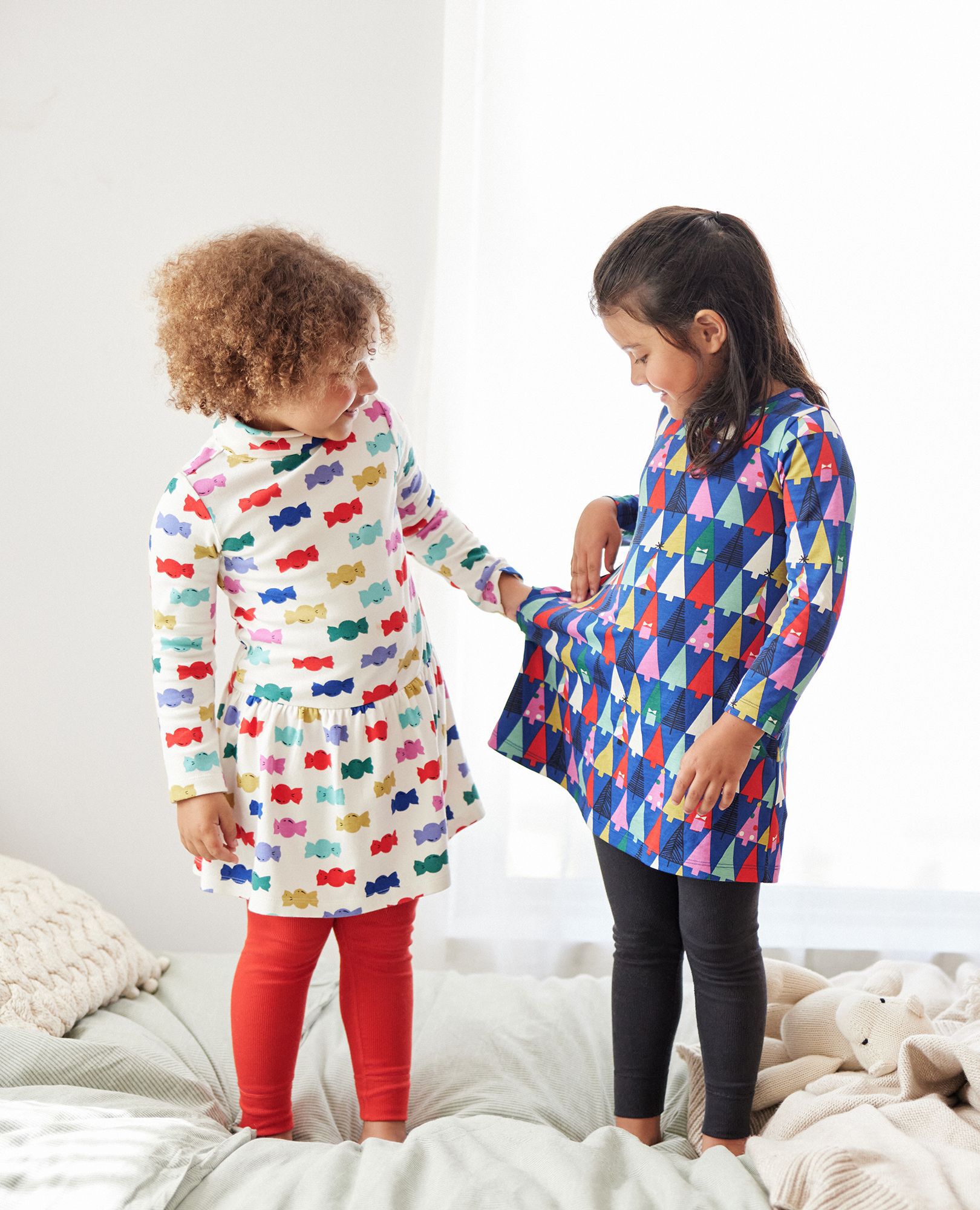 Holiday Print Dress In Cotton Jersey