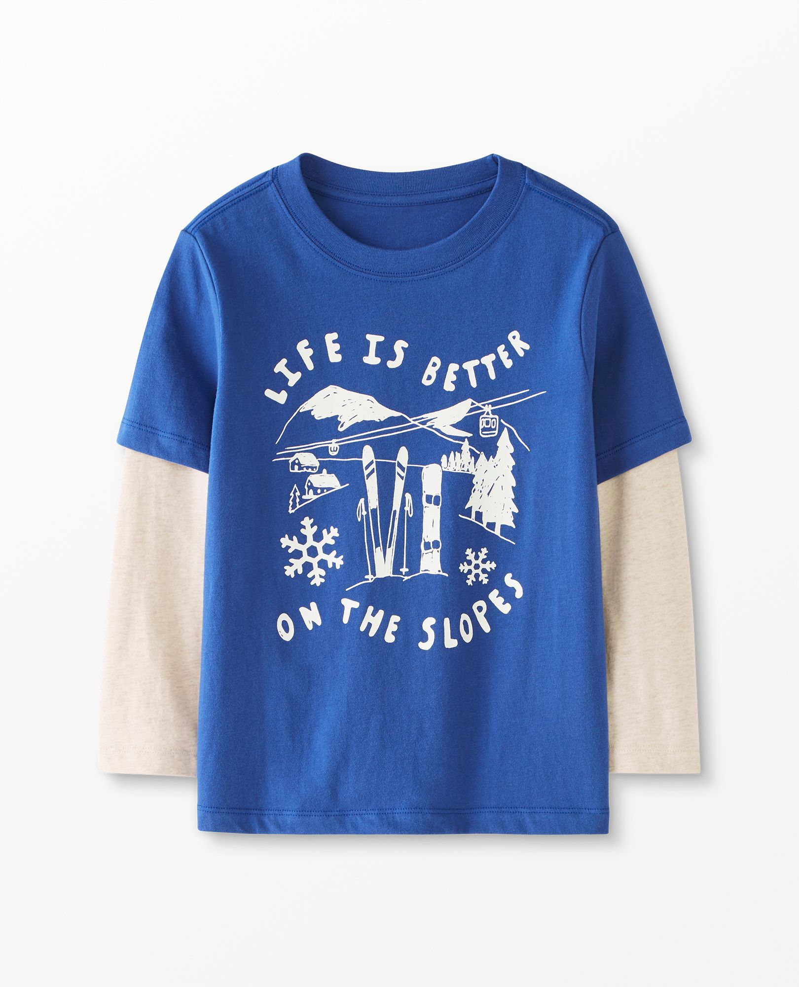 Faux Long Sleeve Graphic Tee In Cotton Jersey