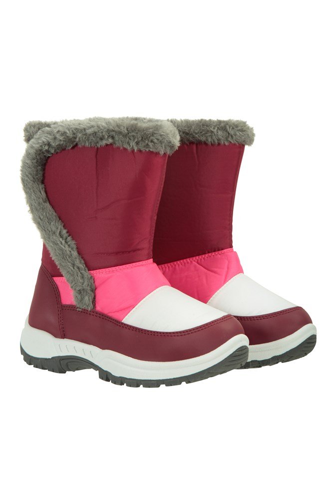 Kids Caribou Fur Trim Snow Boots