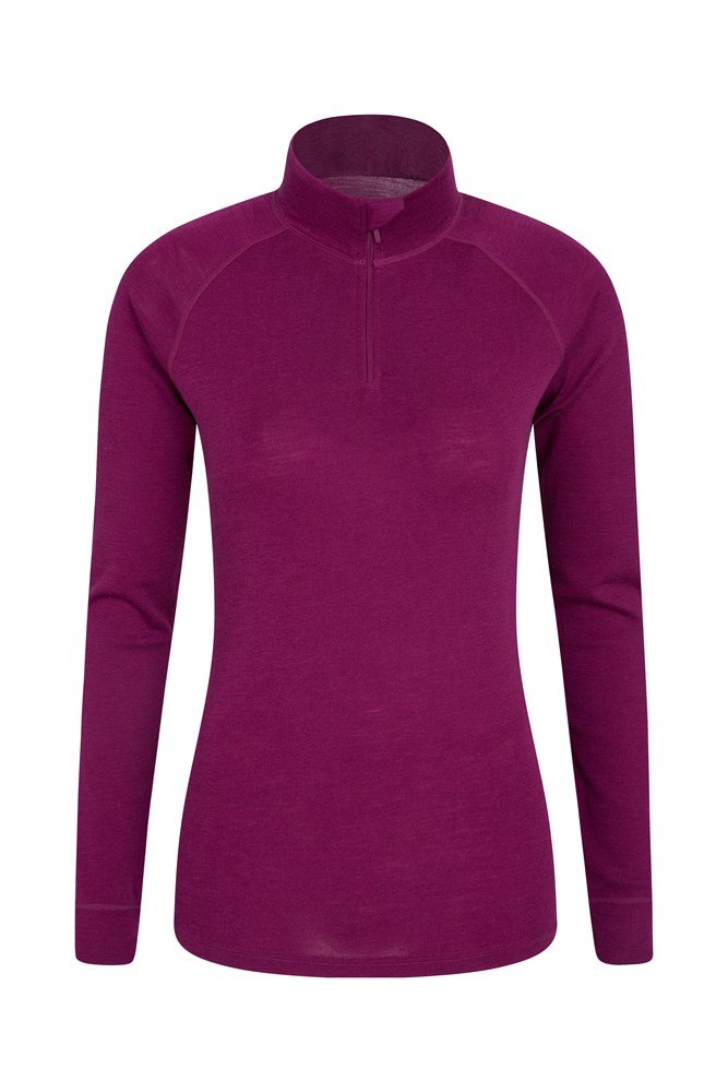 Merino Womens Long Sleeved Zip Neck Top