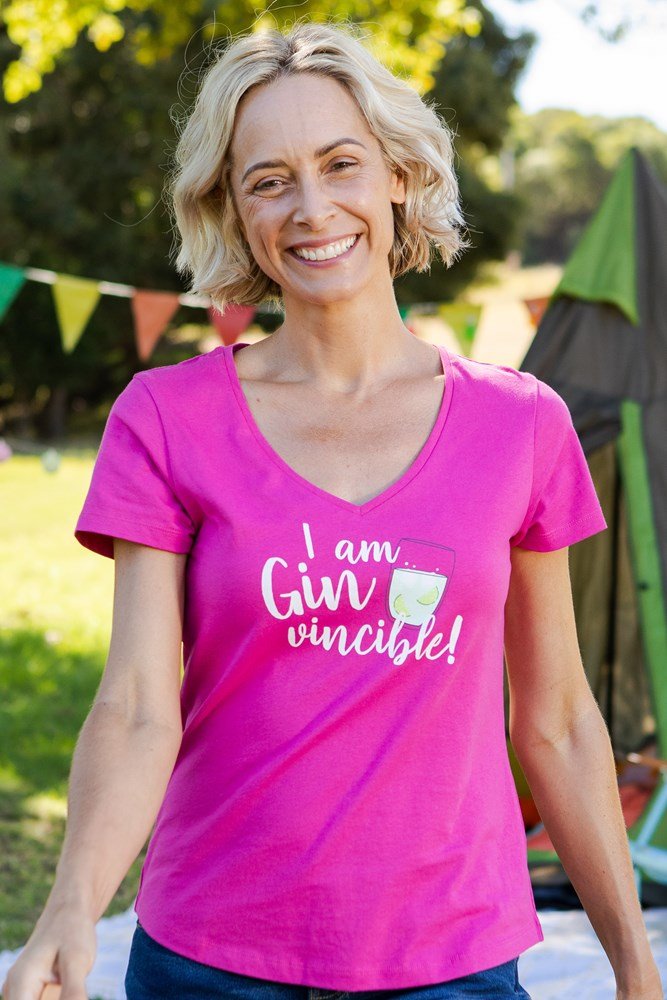 Gin Vincible Womens Organic Printed T-shirt