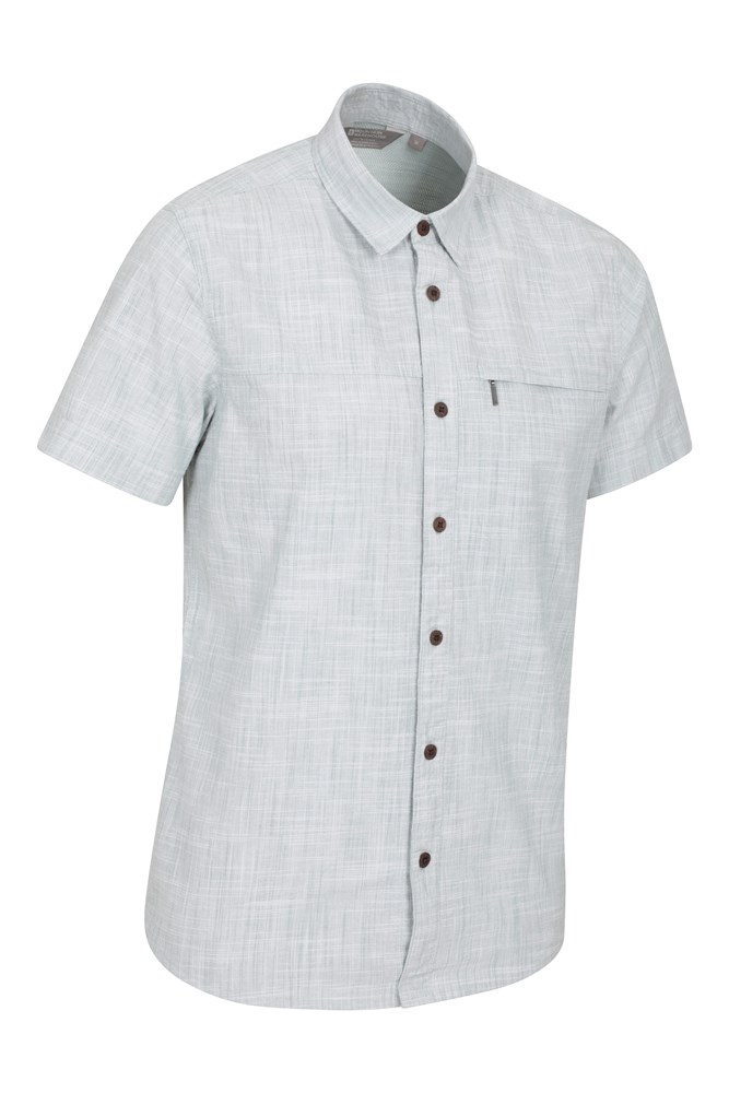 Coconut Slub Texture Mens Short-Sleeved Shirt