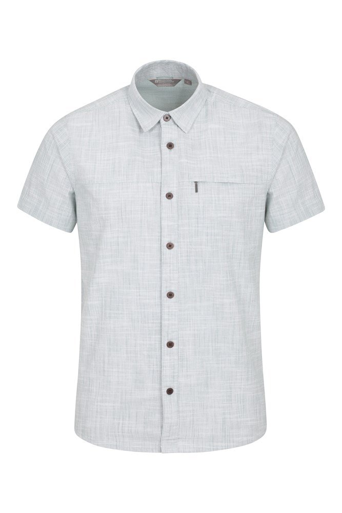 Coconut Slub Texture Mens Short-Sleeved Shirt