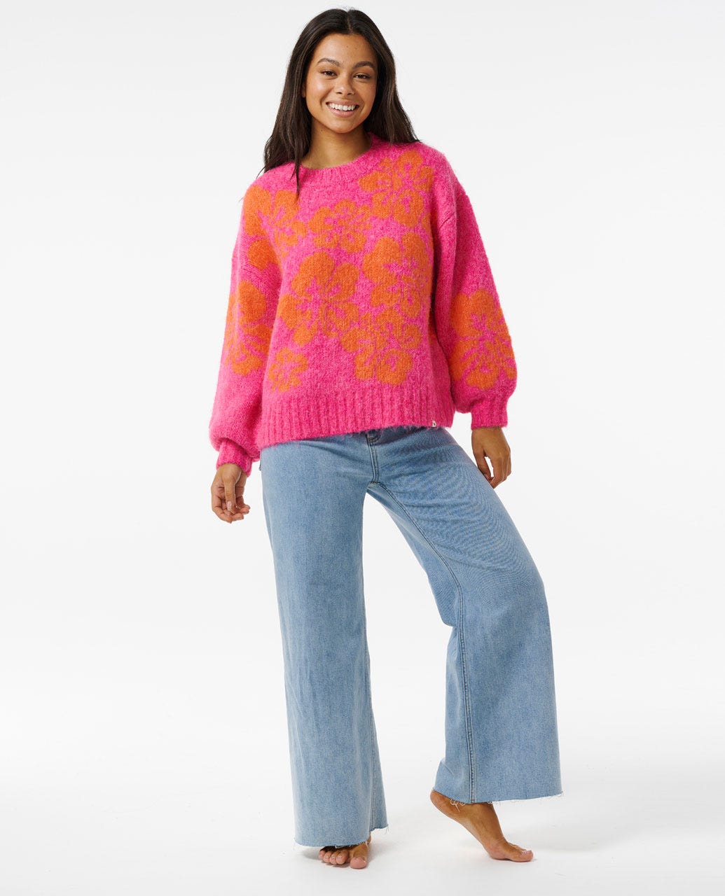 Hibiscus Heat Jacquard Crew