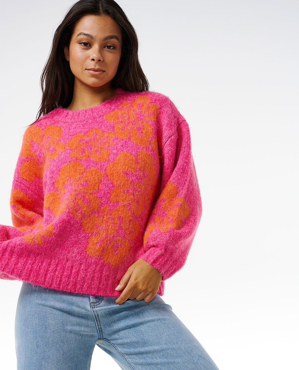 Hibiscus Heat Jacquard Crew