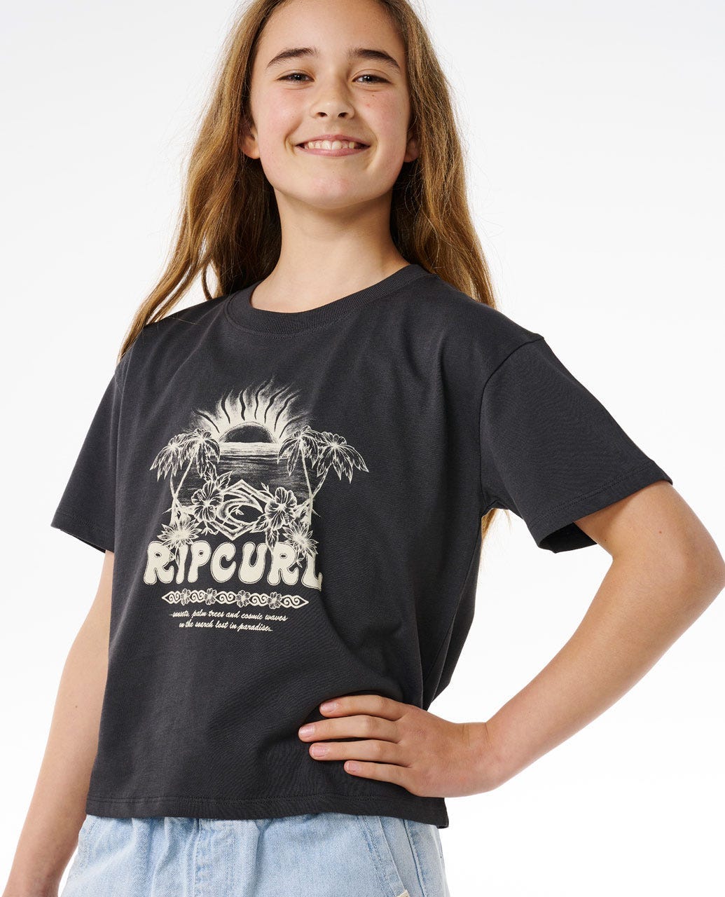 Hibiscus Heat Crop Tee - Girls (8-14 years)