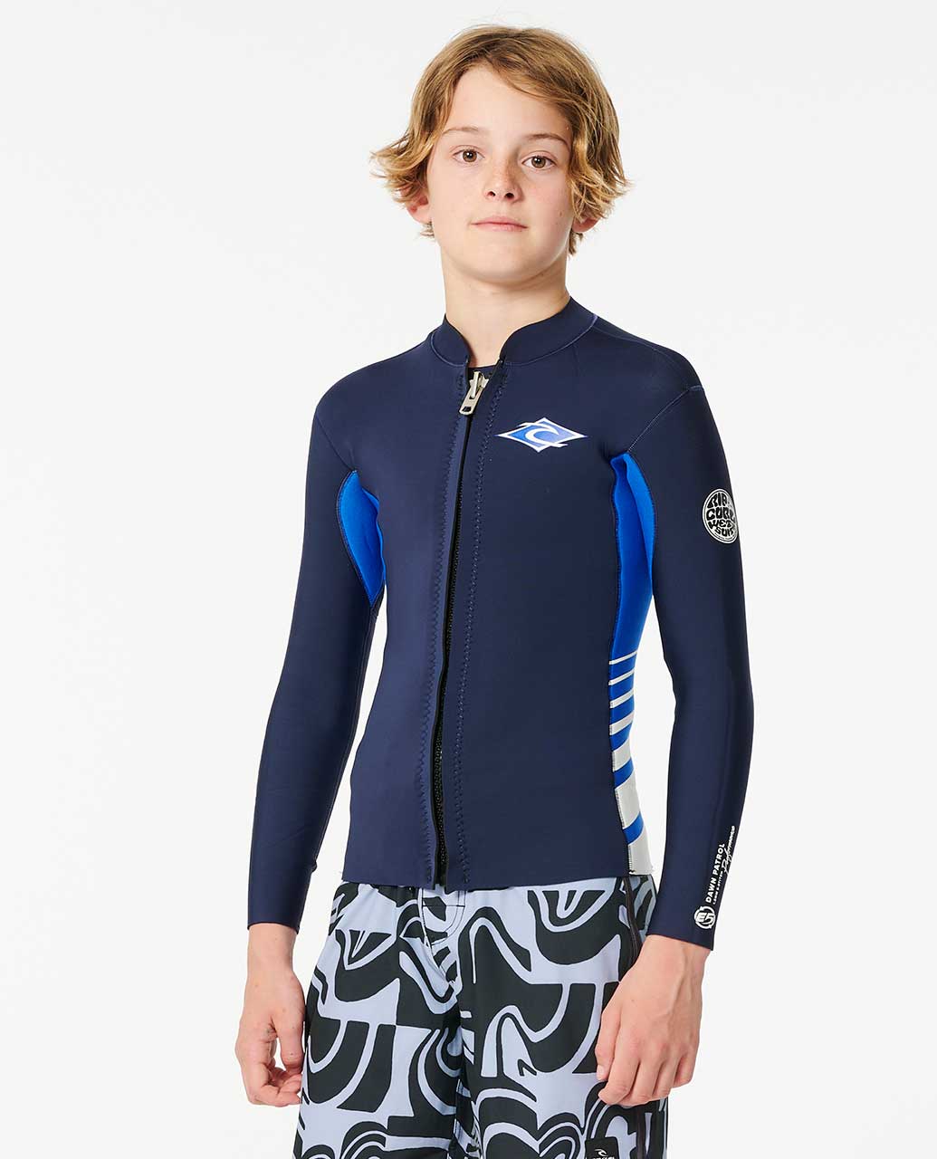 Boys Dawn Patrol Long Sleeve 1.5mm Front Zip Wetsuit Jacket