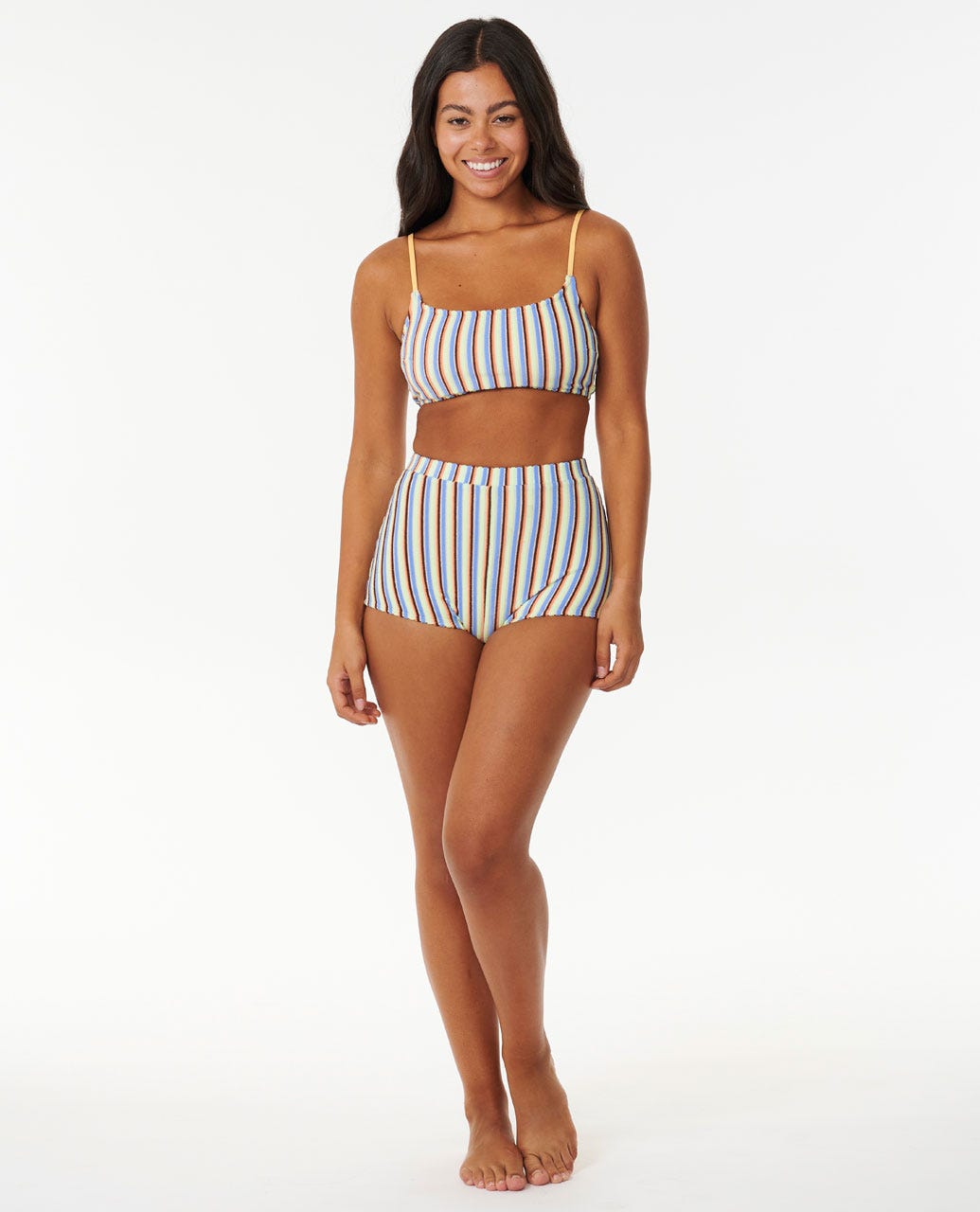 Tropics Stripe Longline Crop Bikini Top