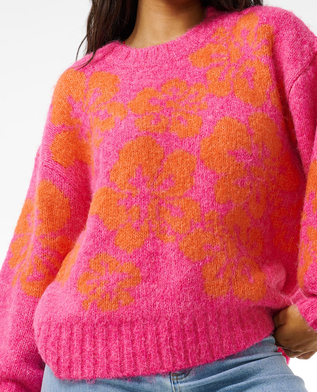 Hibiscus Heat Jacquard Crew