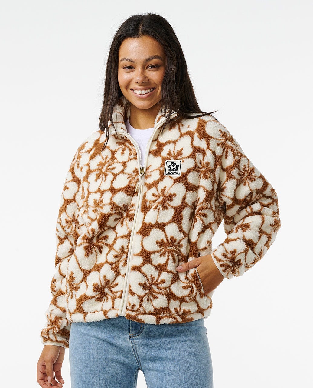 Hibiscus Heat Polar Fleece Zip Through